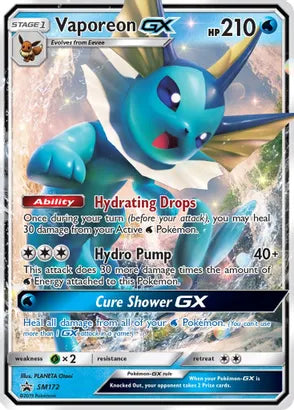 Vaporeon GX SM172 Holo Ultra Rare Black Star Promo Pokemon Card Near M