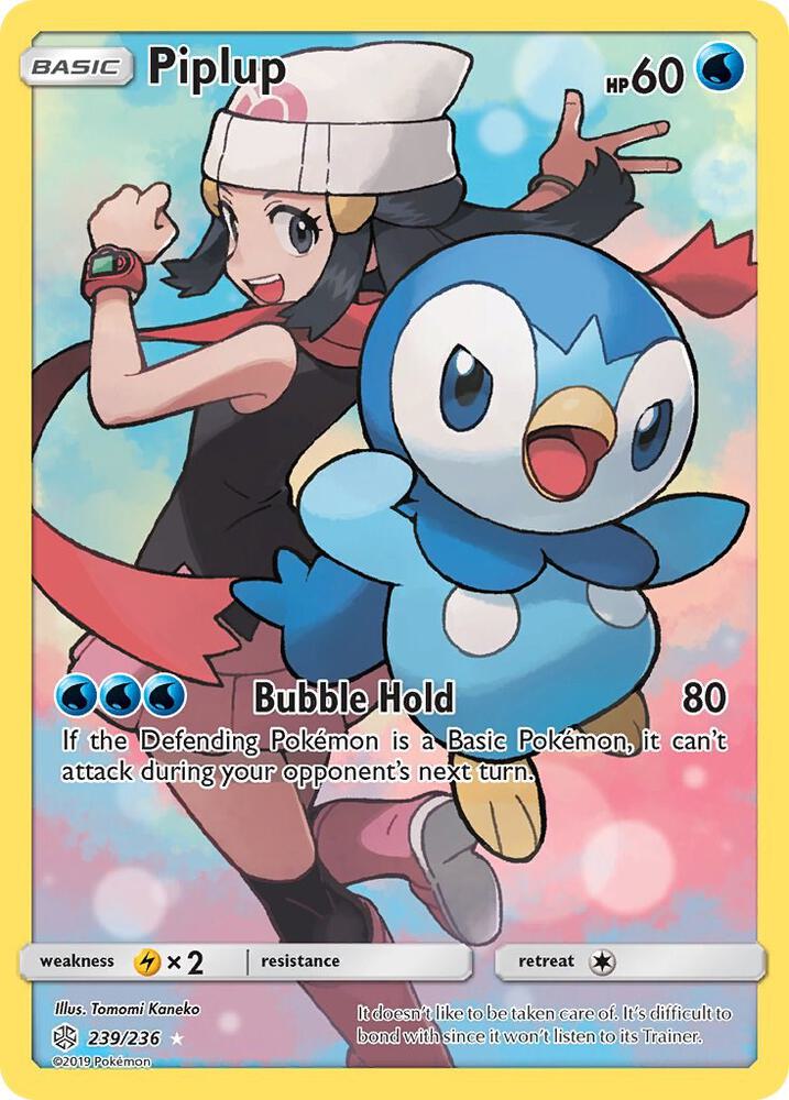 Piplup 239/236 Cosmic Eclipse Full Art Secret Rare Holo Pokemon Card N