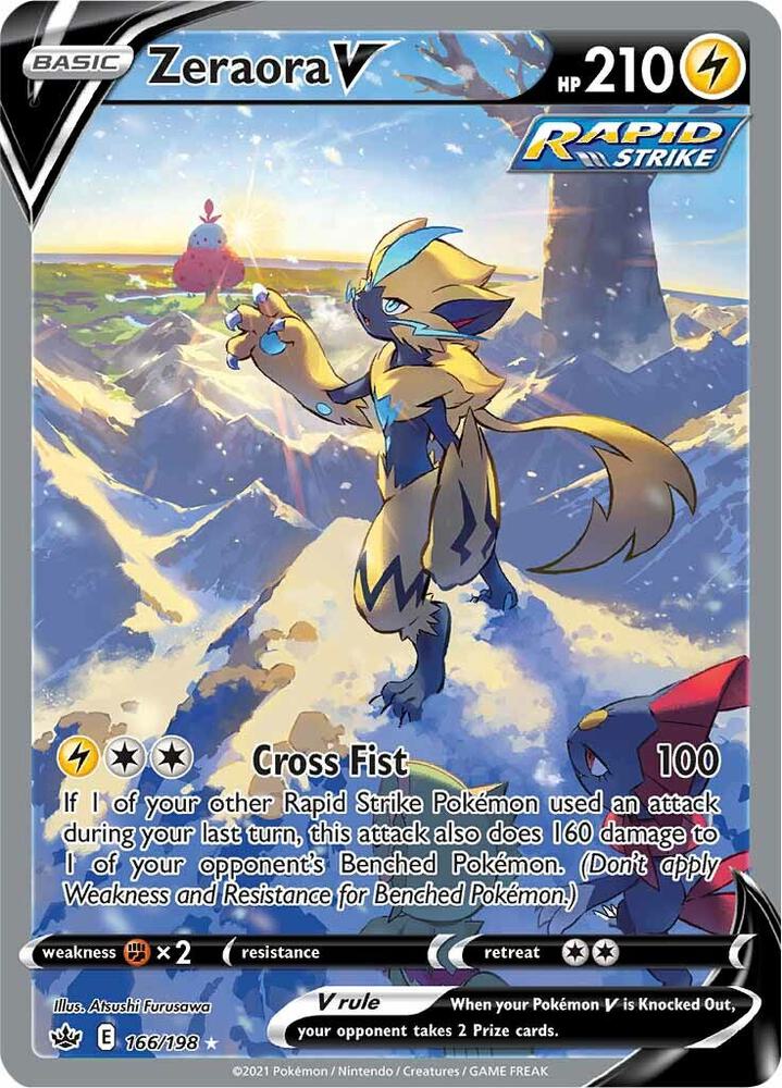 alt pokemon cards Zeraora V 166/198 Alter Alt Full Art Chilling Reign Pokemon Card Near