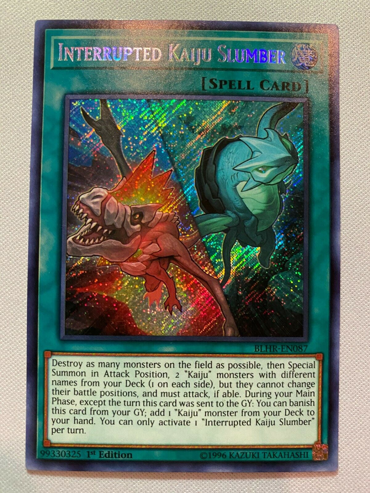 Yugioh Interrupted Kaiju Slumber BLHR-EN087 1st Edition Secret Rare Ne Yugioh Interrupted Kaiju Slumber BLHR-EN087 1st Edition Secret Rare Ne