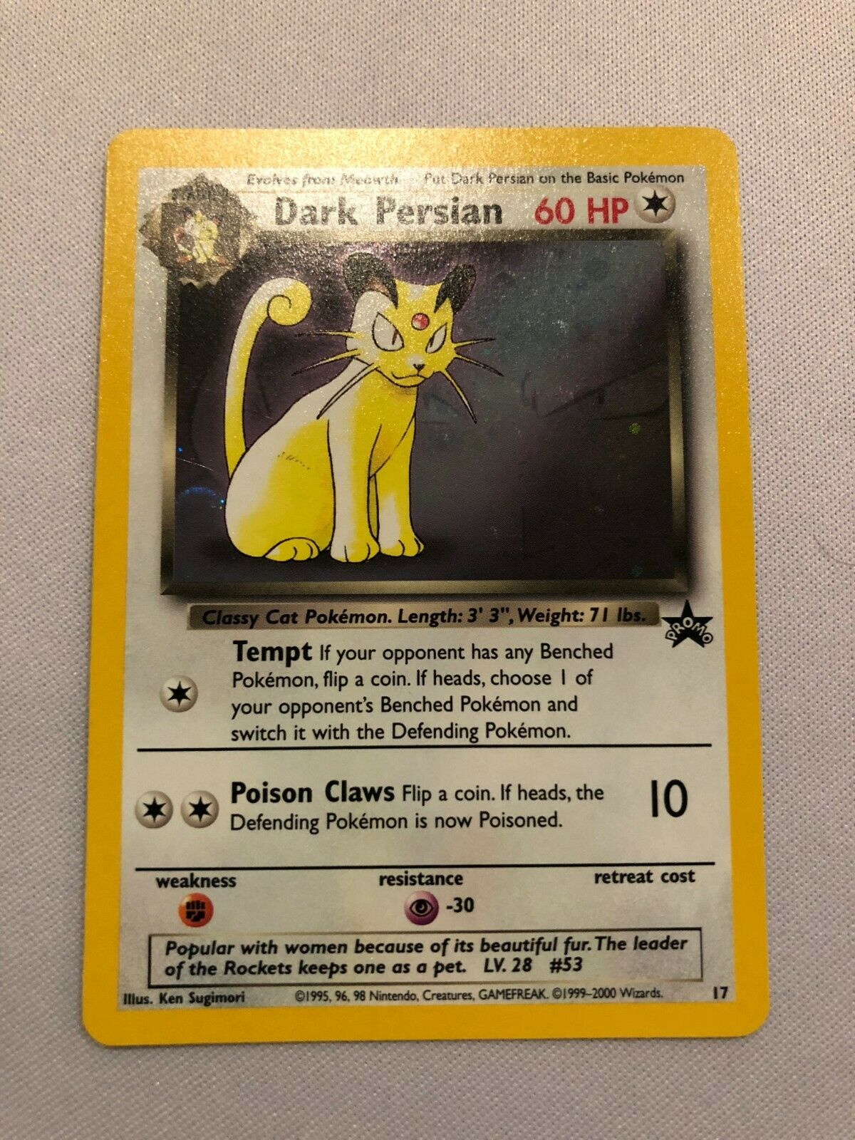 dark persian pokemon card Dark Persian 17 Black Star Promo Holo Pokemon Card Near Mint
