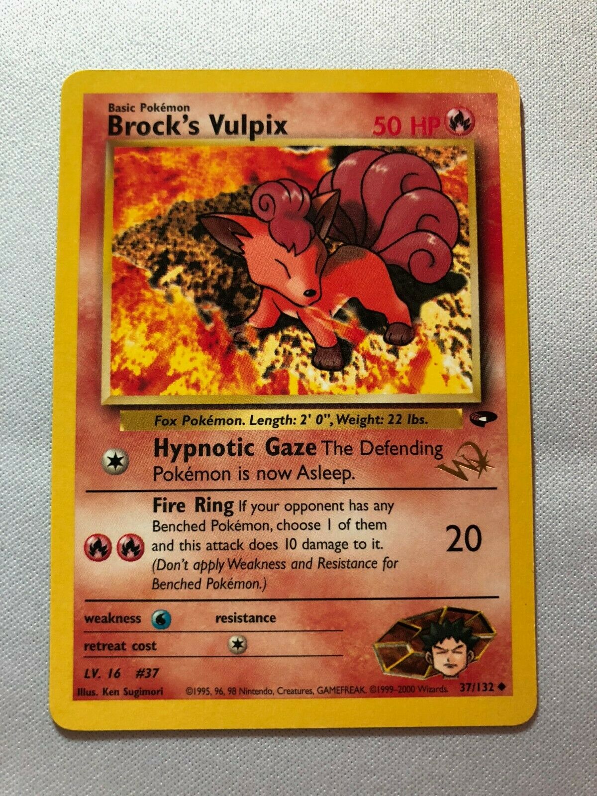 1999 vulpix pokemon card value Brock's Vulpix 37/132 W Stamped Uncommon Pokemon Card Near Mint