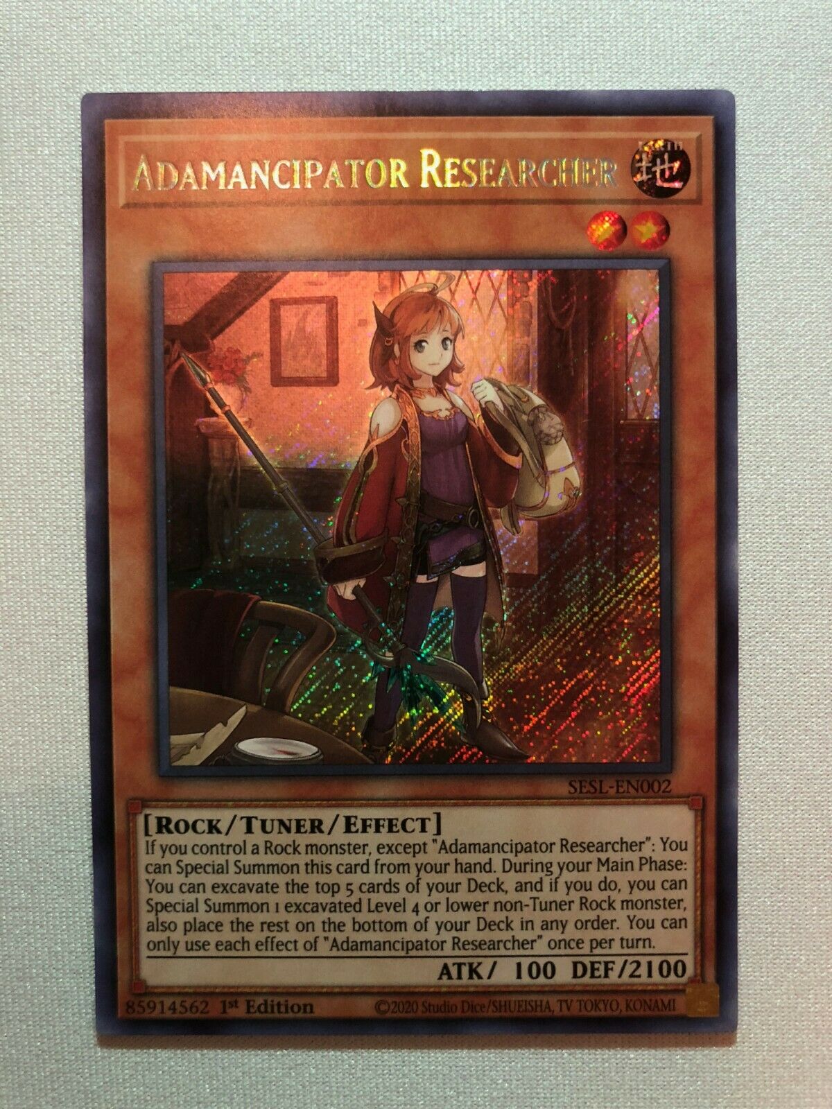 Yugioh Adamancipator Researcher SESL-EN002 Secret Rare 1st Edition Nea