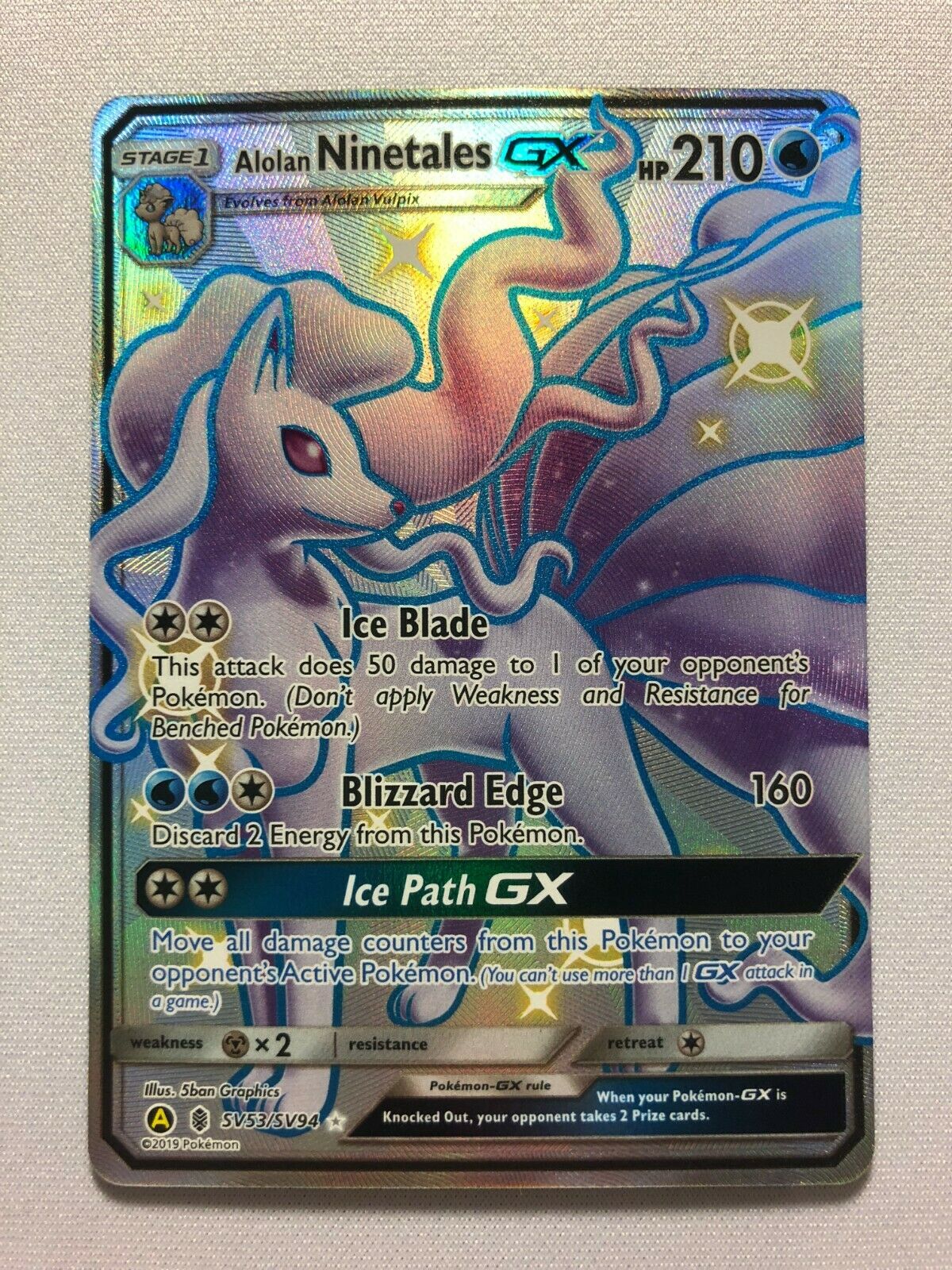 Alolan Ninetales GX SV53/SV94 Hidden Fates Shiny Vault Pokemon Card NM Alolan Ninetales GX SV53/SV94 Hidden Fates Shiny Vault Pokemon Card NM