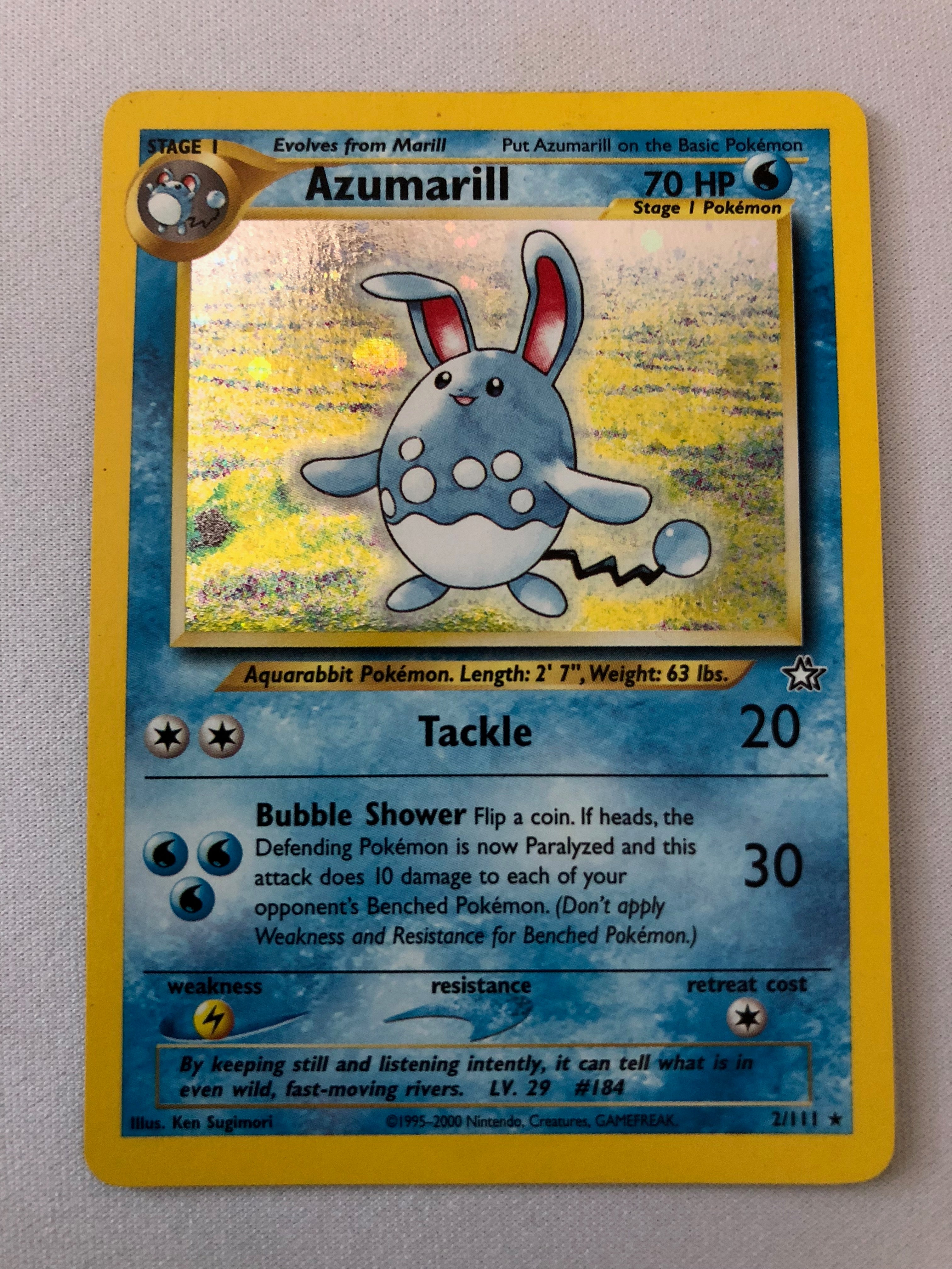 azumarill pokemon card value Azumarill 2/111 Holo Rare Neo Genesis Pokemon Card Near Mint