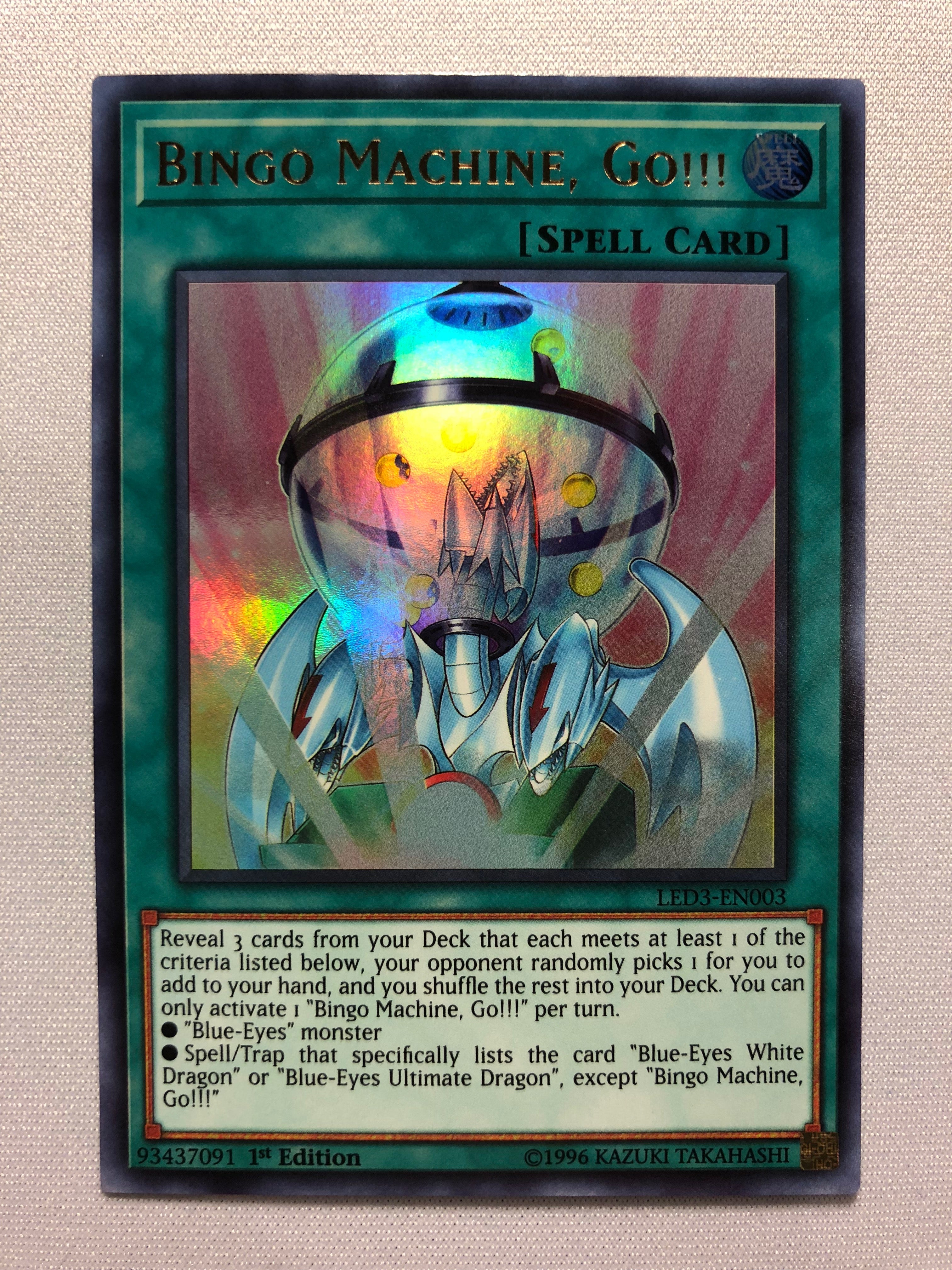 Yugioh Bingo Machine, Go!!! LED3-EN003 Ultra Rare 1st Edition Near Min