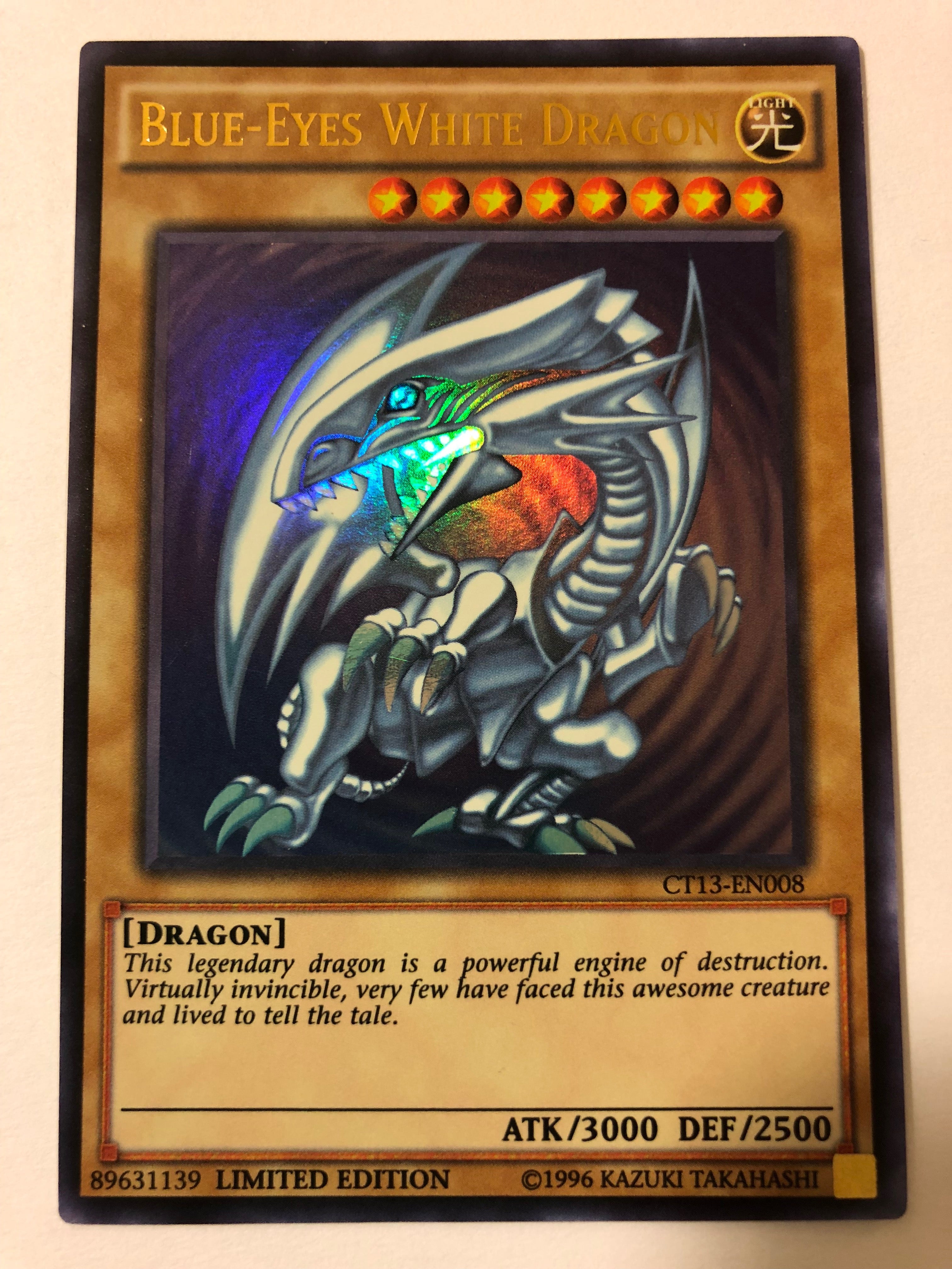 1996 blue eyed dragon yugioh card Yugioh Blue-Eyes White Dragon CT13-EN008 Limited Edition Ultra Rare Ne