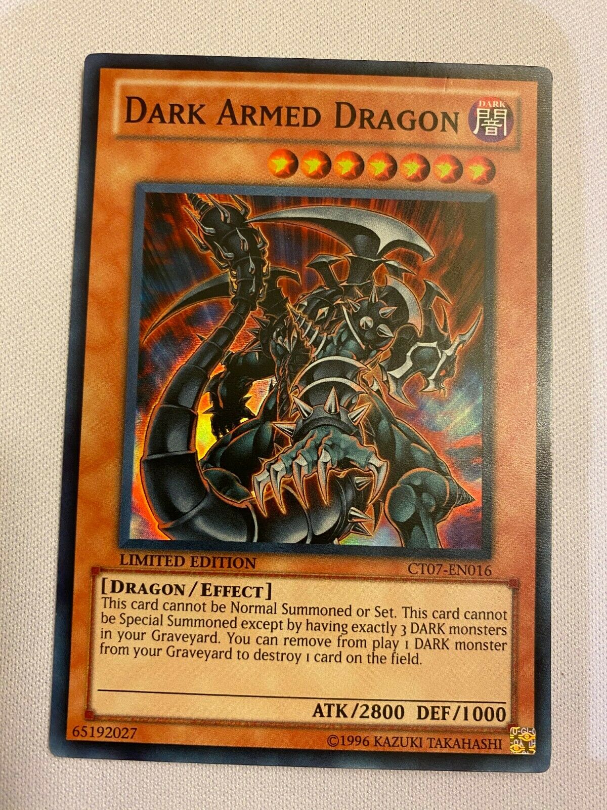 Yugioh Dark Armed Dragon CT07-EN016 Limited Edition Super Rare Near Mi