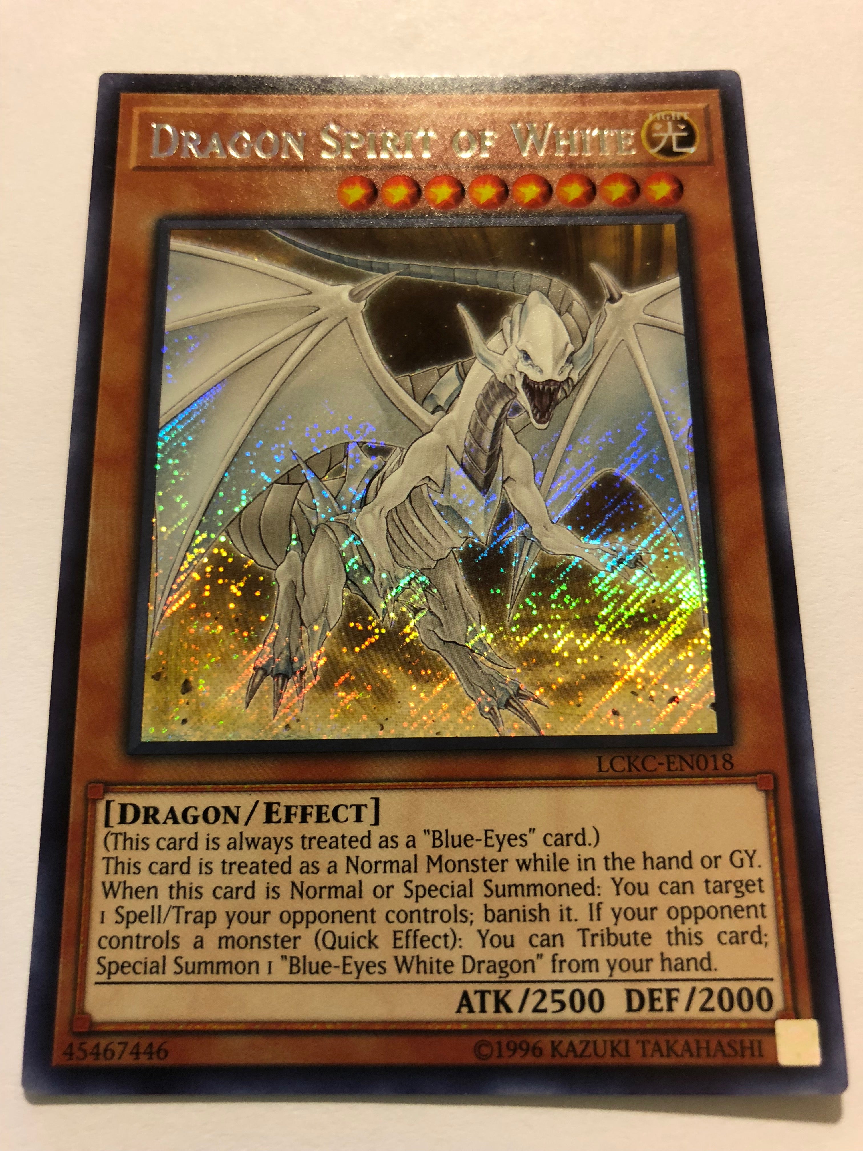 Yugioh Dragon Spirit of White LCKC-EN018 Secret Rare 1st Edition Near