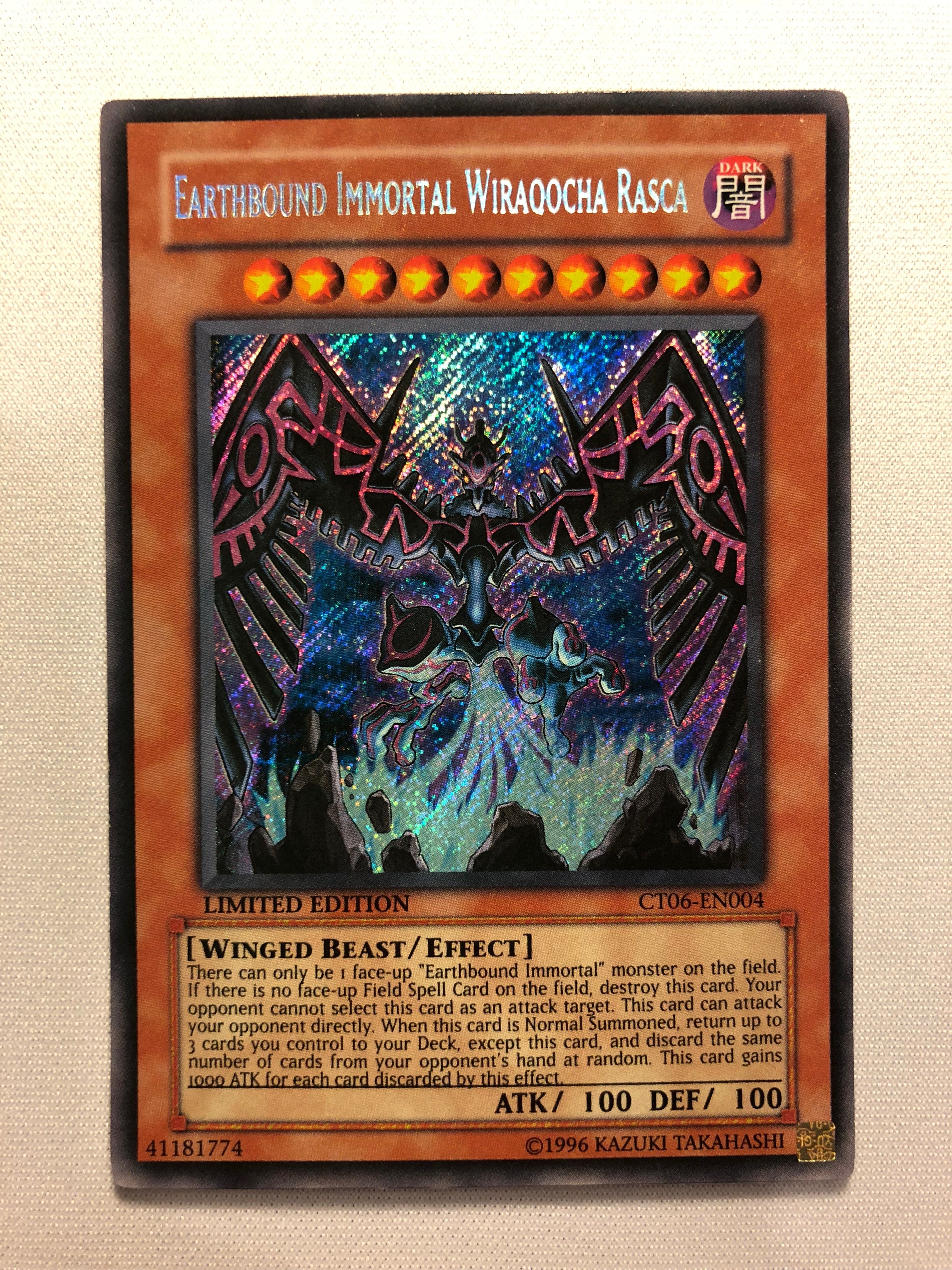 Yugioh Earthbound Immortal Wiraqocha Rasca CT06-EN004 Secret Rare Limi Yugioh Earthbound Immortal Wiraqocha Rasca CT06-EN004 Secret Rare Limi