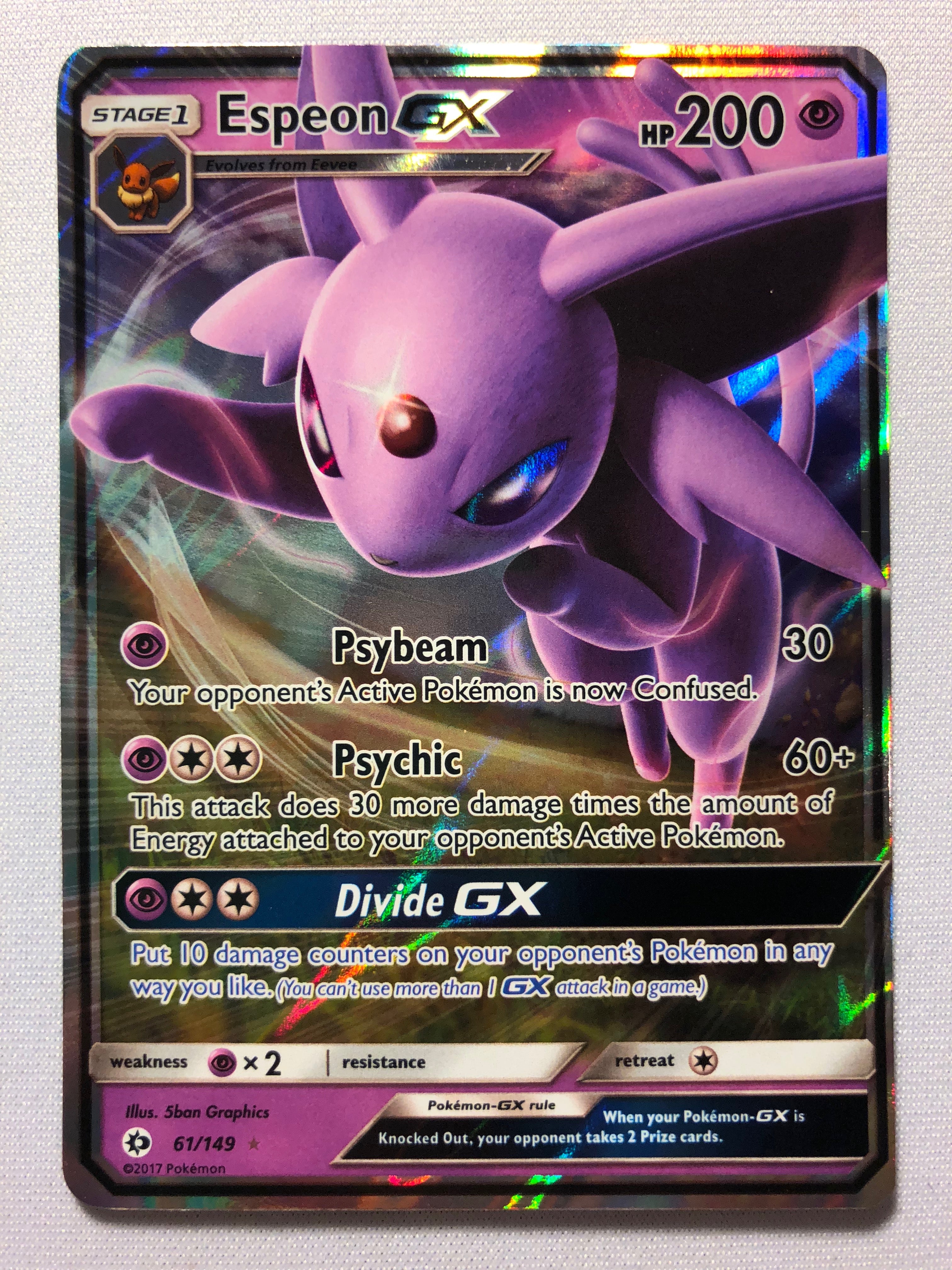 Espeon GX 61/149 Sun & Moon Base Set Ultra Rare Holo Pokemon Card Near Espeon GX 61/149 Sun & Moon Base Set Ultra Rare Holo Pokemon Card Near