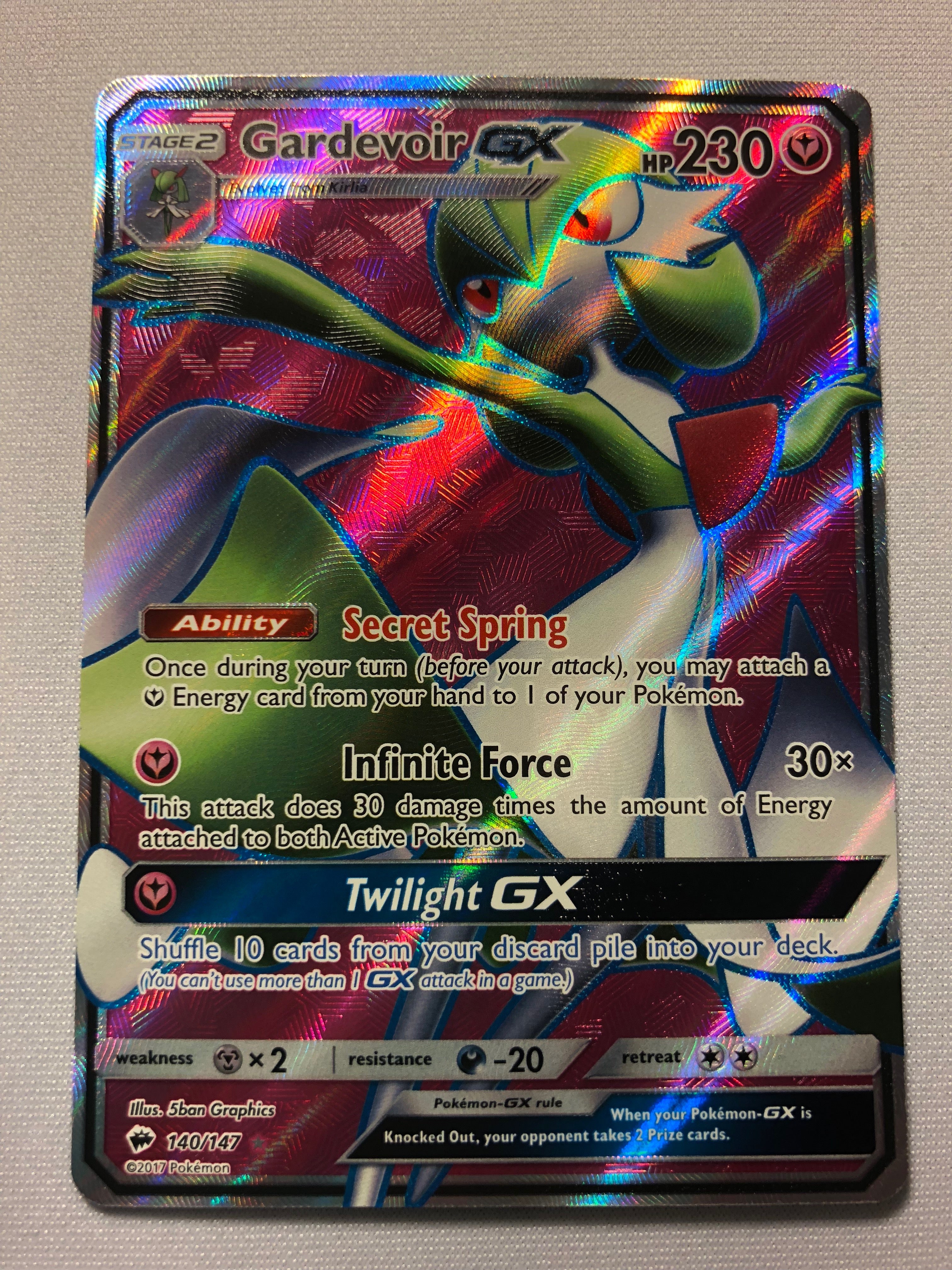 Gardevoir GX 140/147 Burning Shadows Full Art Pokemon Card Near Mint