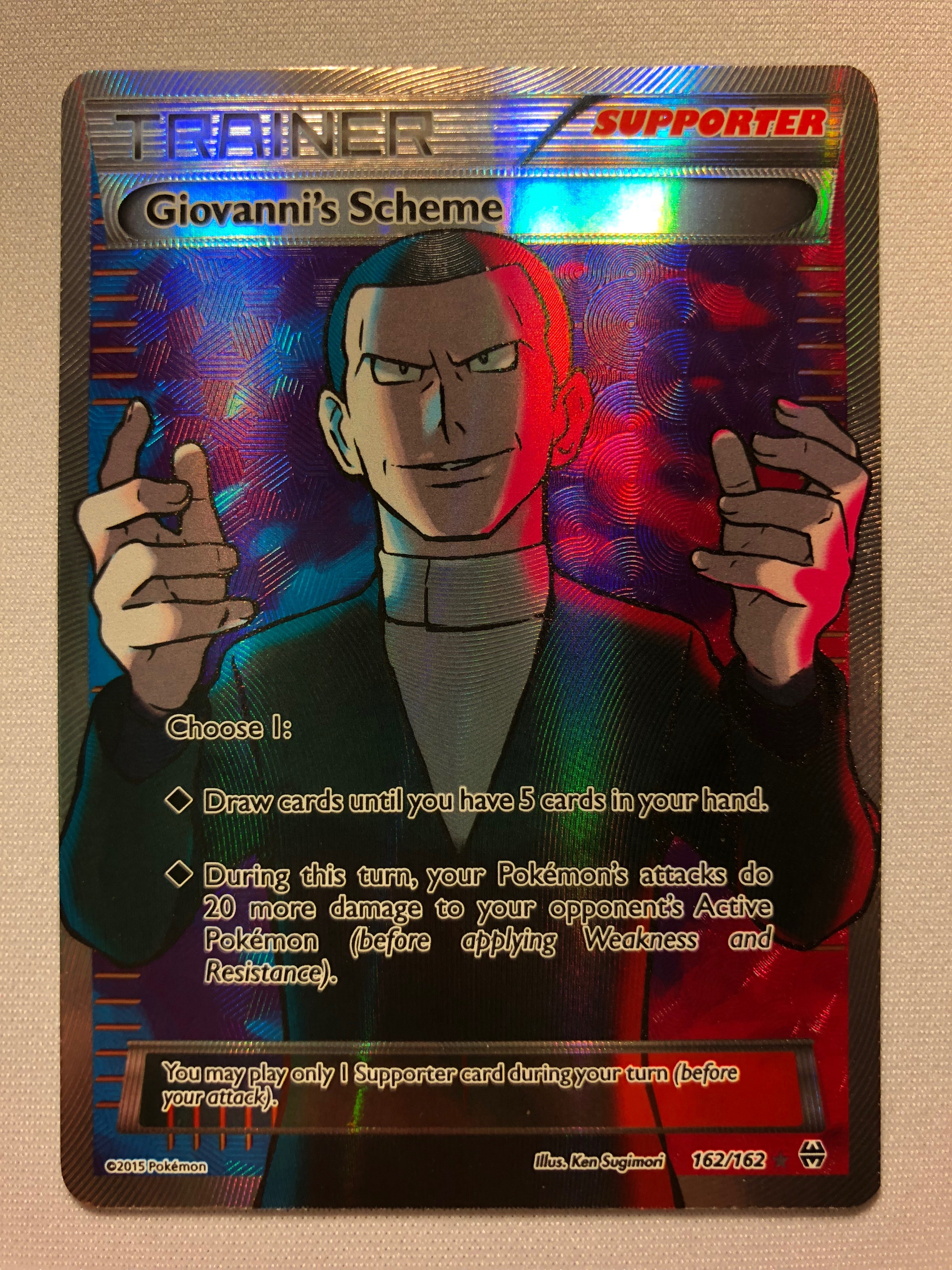 Giovanni's Scheme 162/162 Full Art BREAKThrough Holo Rare Pokemon Card Giovanni's Scheme 162/162 Full Art BREAKThrough Holo Rare Pokemon Card