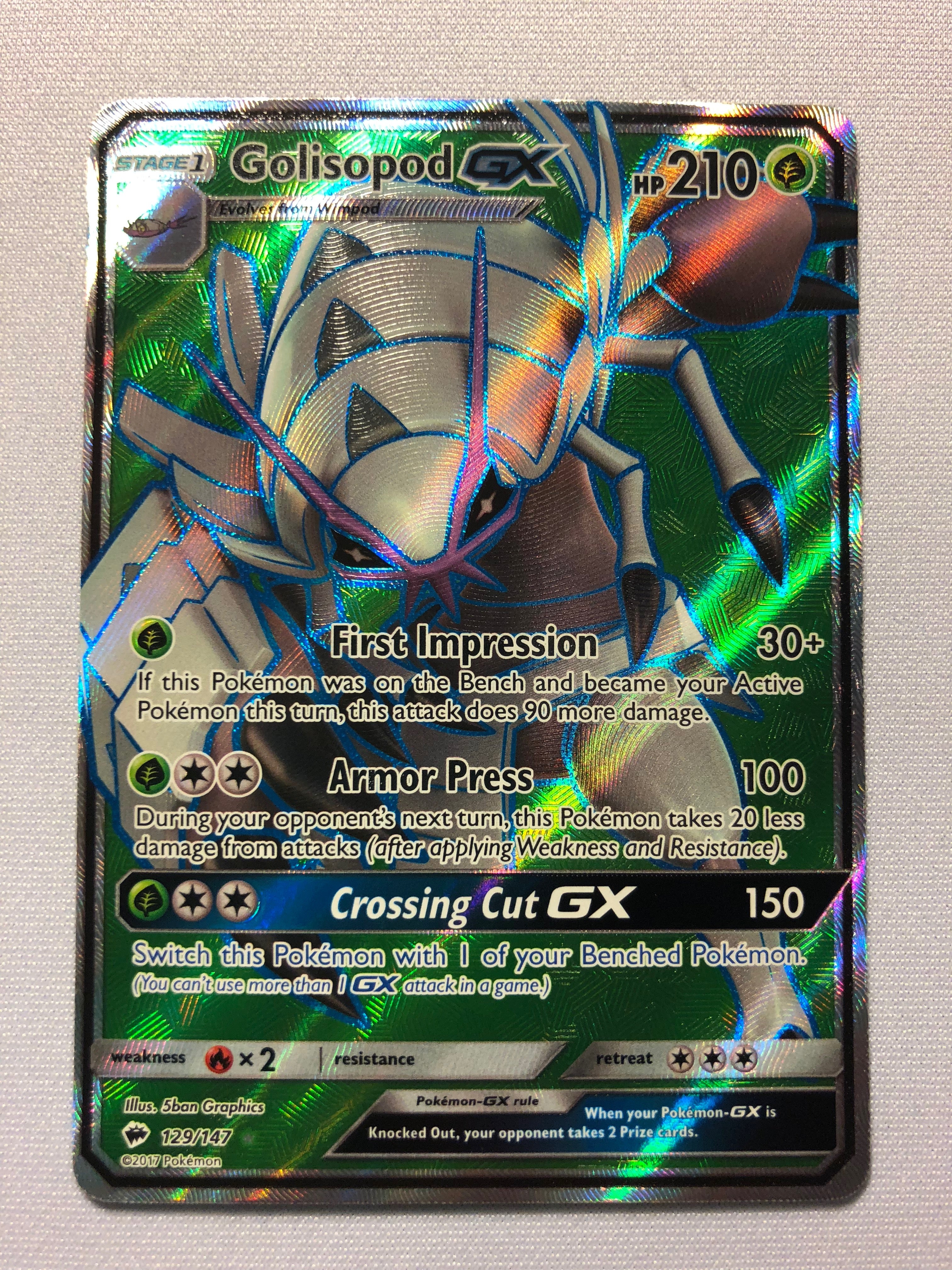 Golisopod GX 129/147 Holo Full Art Ultra Rare Pokemon Card Near Mint Golisopod GX 129/147 Holo Full Art Ultra Rare Pokemon Card Near Mint