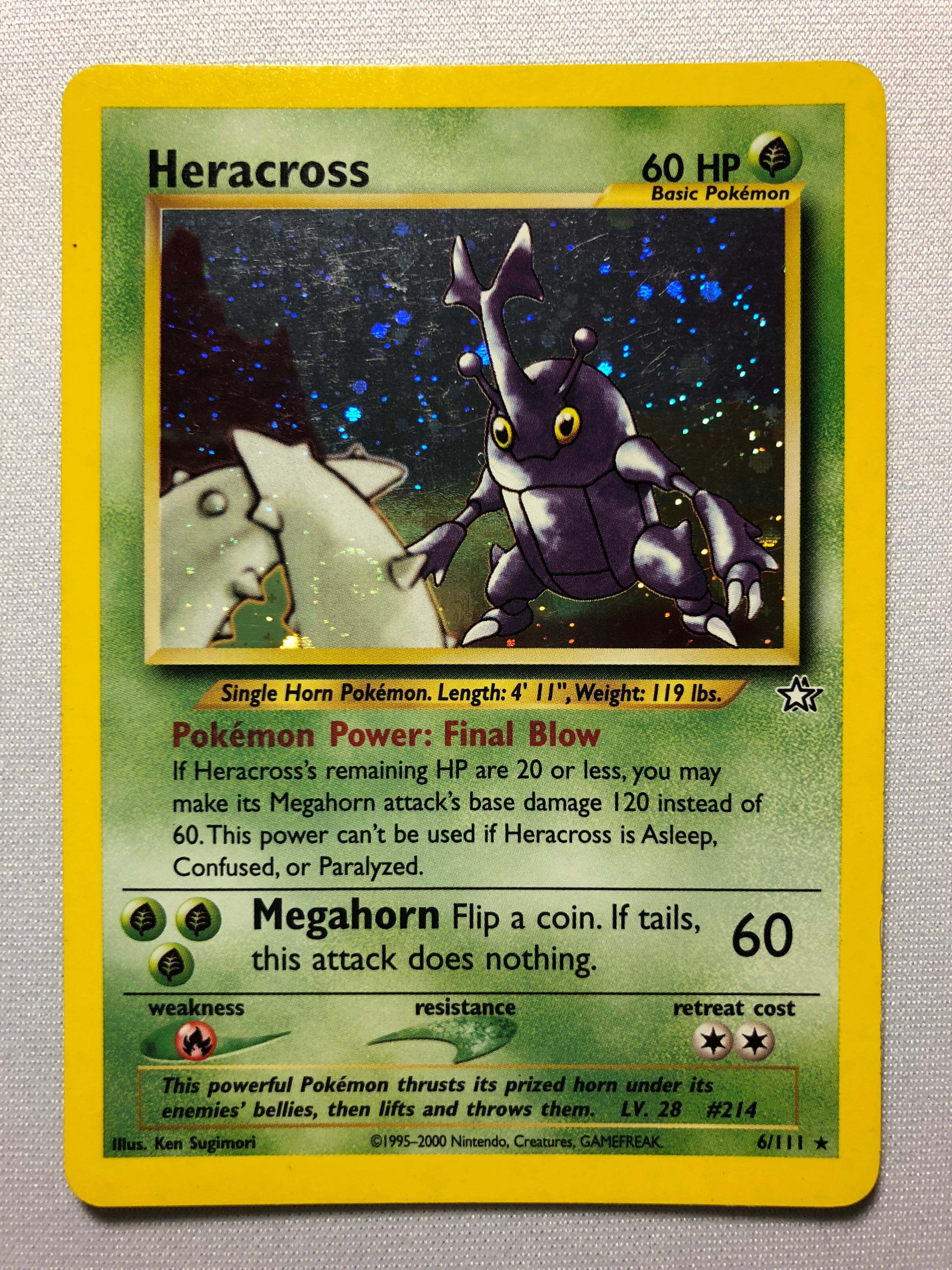 heracross pokemon card value Heracross 6/111 Neo Genesis Holo Rare Pokemon Card Near Mint
