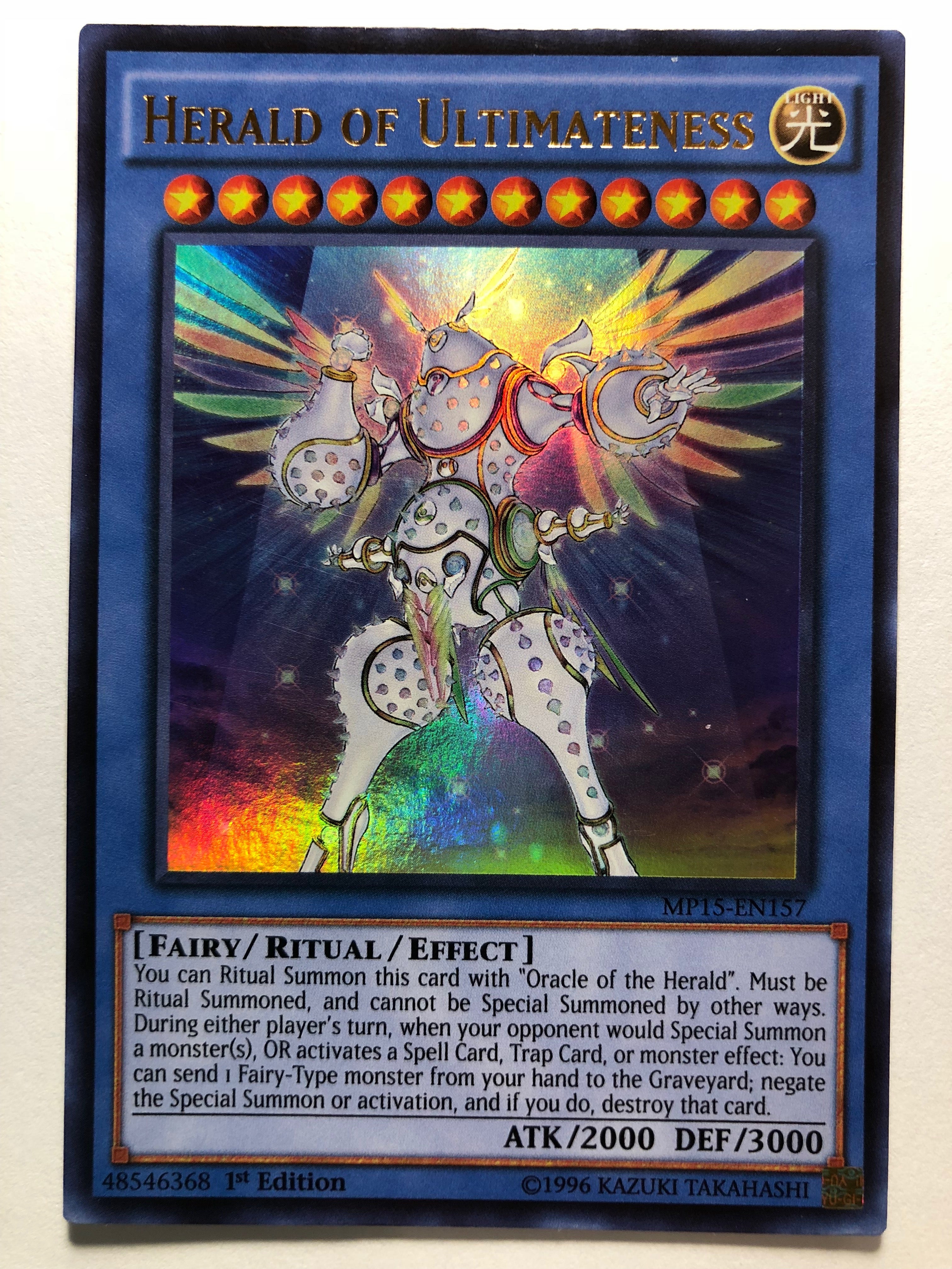 herald yugioh cards of Perfection EUROPEAN Ultimate Rare You can send 1 Fairy monster from your hand to the GY Yugioh Herald of Ultimateness MP15-EN157