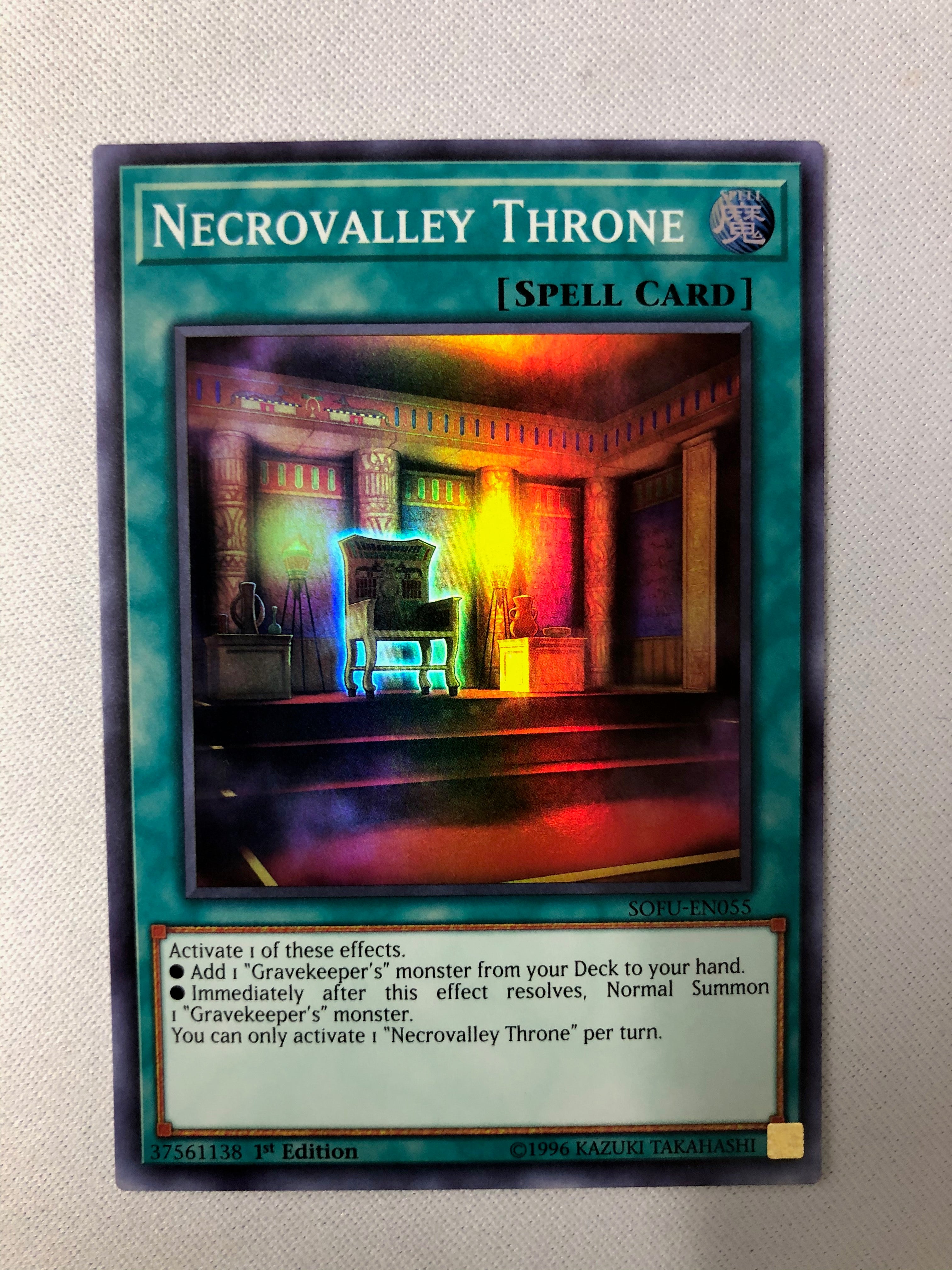 Yugioh Necrovalley Throne SOFU-EN055 Super Rare 1st Edition NM Yugioh Necrovalley Throne SOFU-EN055 Super Rare 1st Edition NM