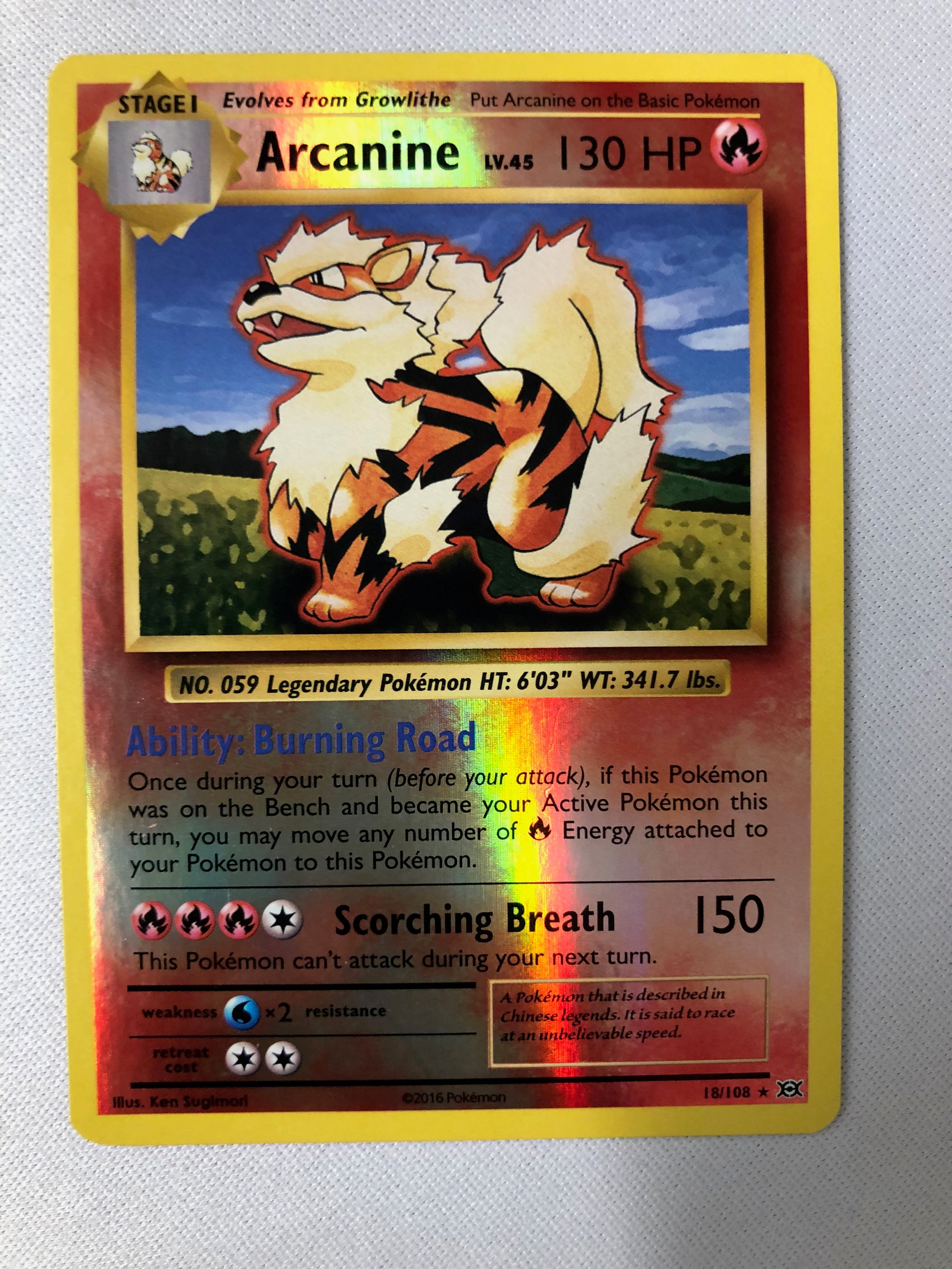 Arcanine 18/108 XY Evolutions Reverse Holo Rare Pokemon Card NM Arcanine 18/108 XY Evolutions Reverse Holo Rare Pokemon Card NM