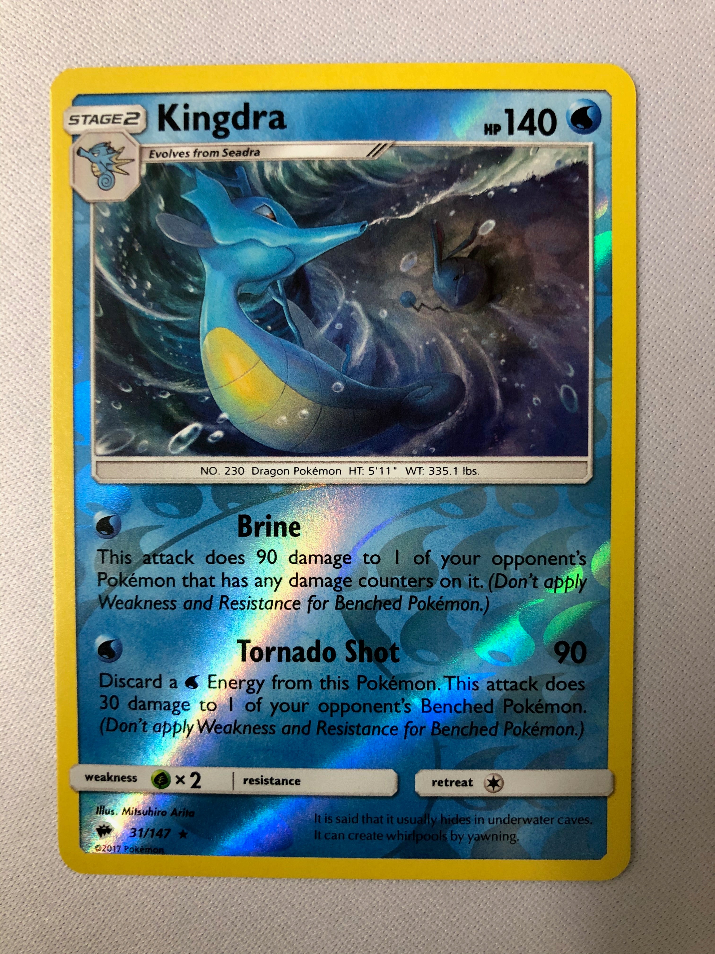 Kingdra 31/147 S&M Burning Shadows Reverse Holo Rare Pokemon Card NM Kingdra 31/147 S&M Burning Shadows Reverse Holo Rare Pokemon Card NM