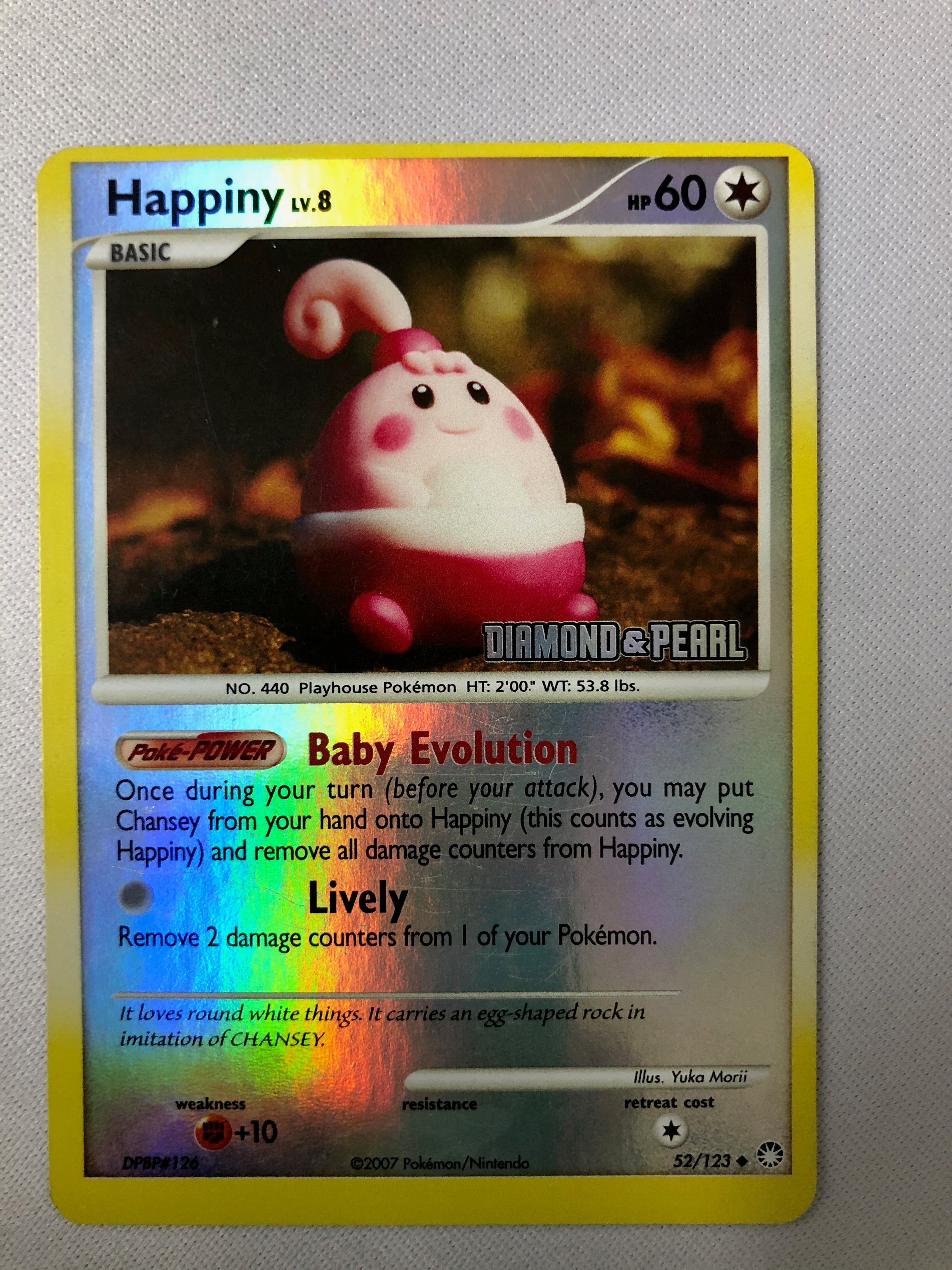 Happiny LV.8 52/123 Diamond & Pearl Reverse Holo Uncommon Pokemon Card