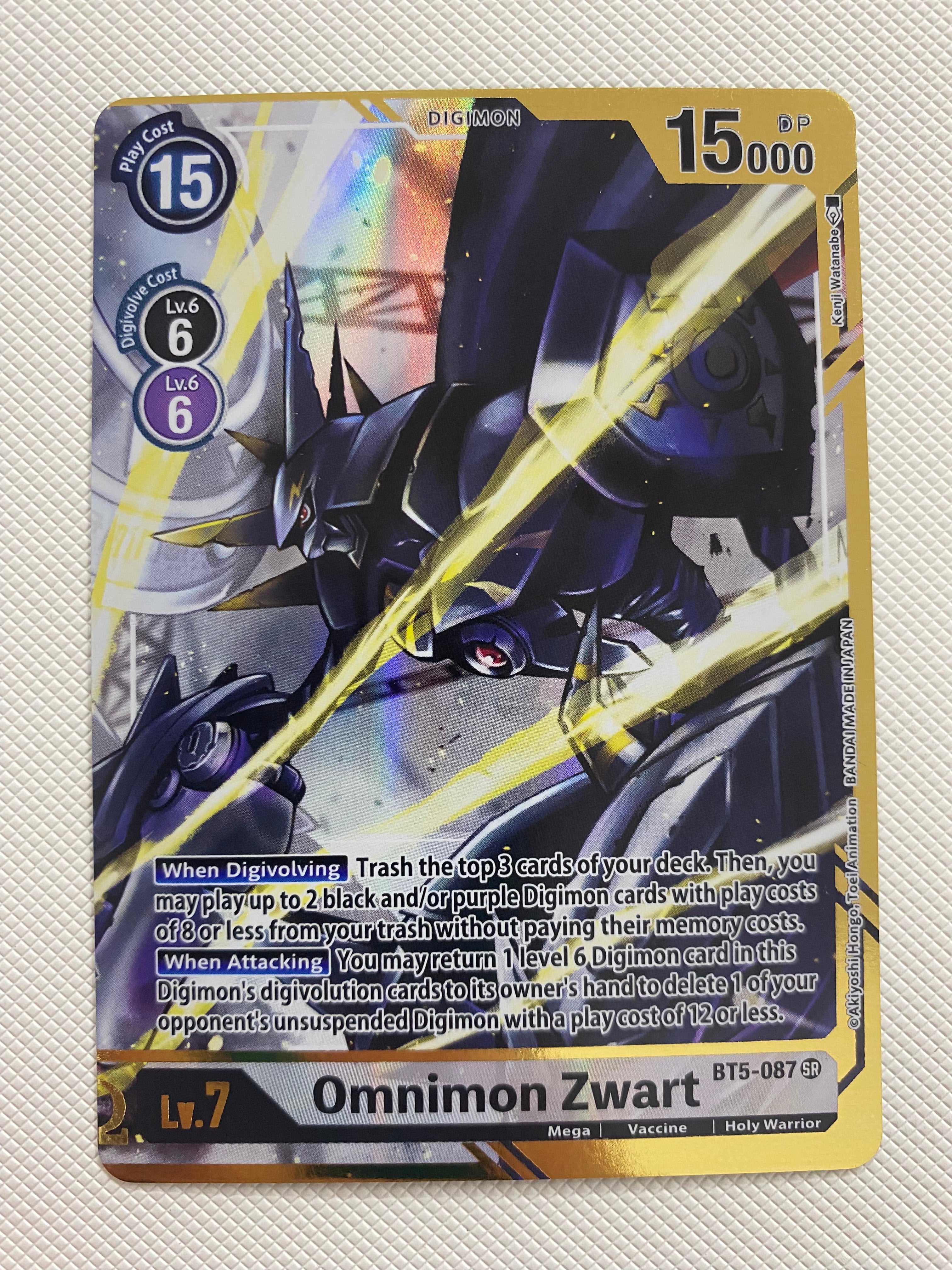 kenji watanabe digimon cards TCG Omnimon Zwart Alt Art BT5-087 Holo Near Min Matte Texture Number Of Displays:3 Pack 7 Colour How to word and