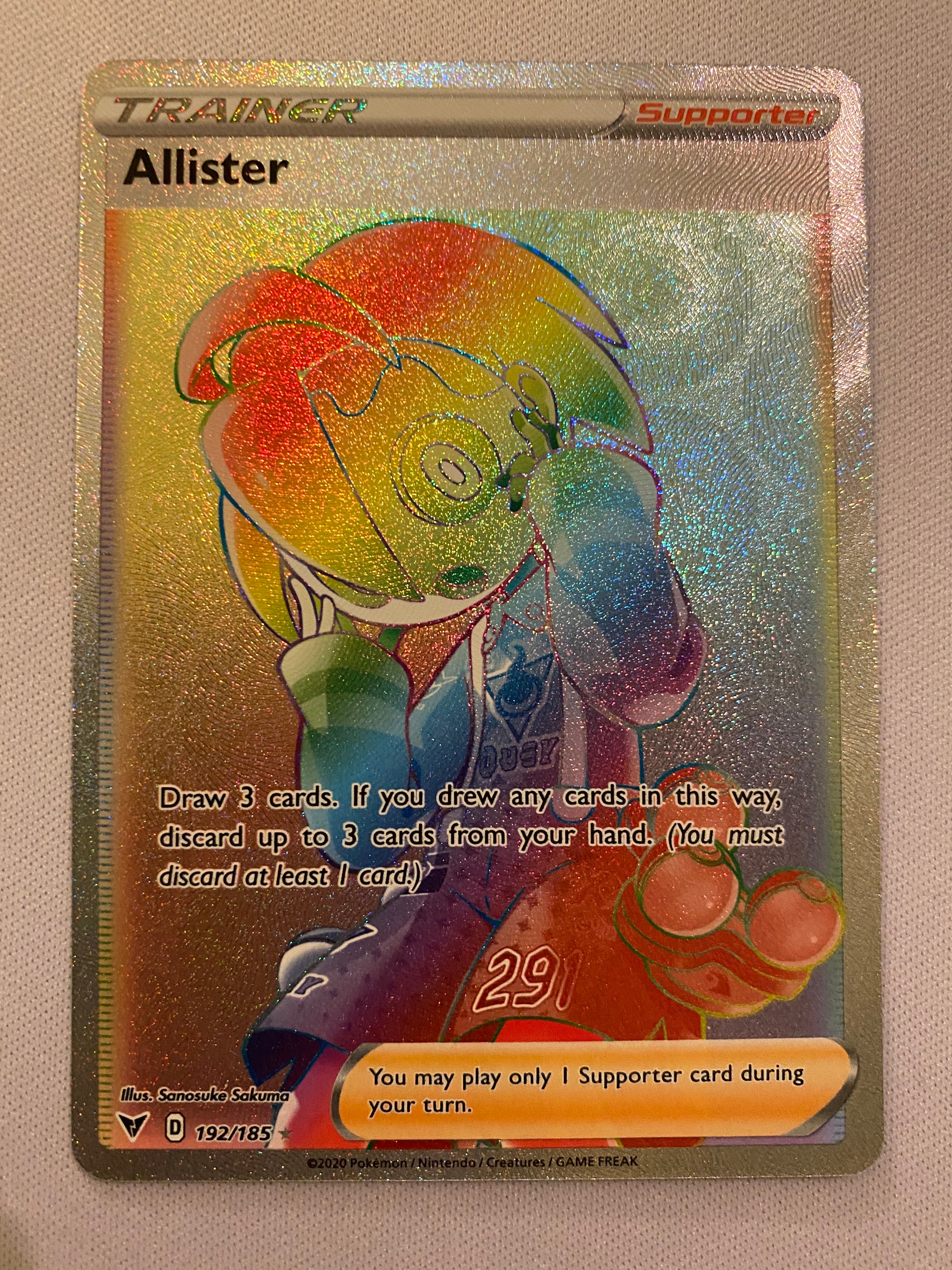 Allister 192/185 Secret Rare Vivid Voltage Pokemon Card Near Mint Allister 192/185 Secret Rare Vivid Voltage Pokemon Card Near Mint