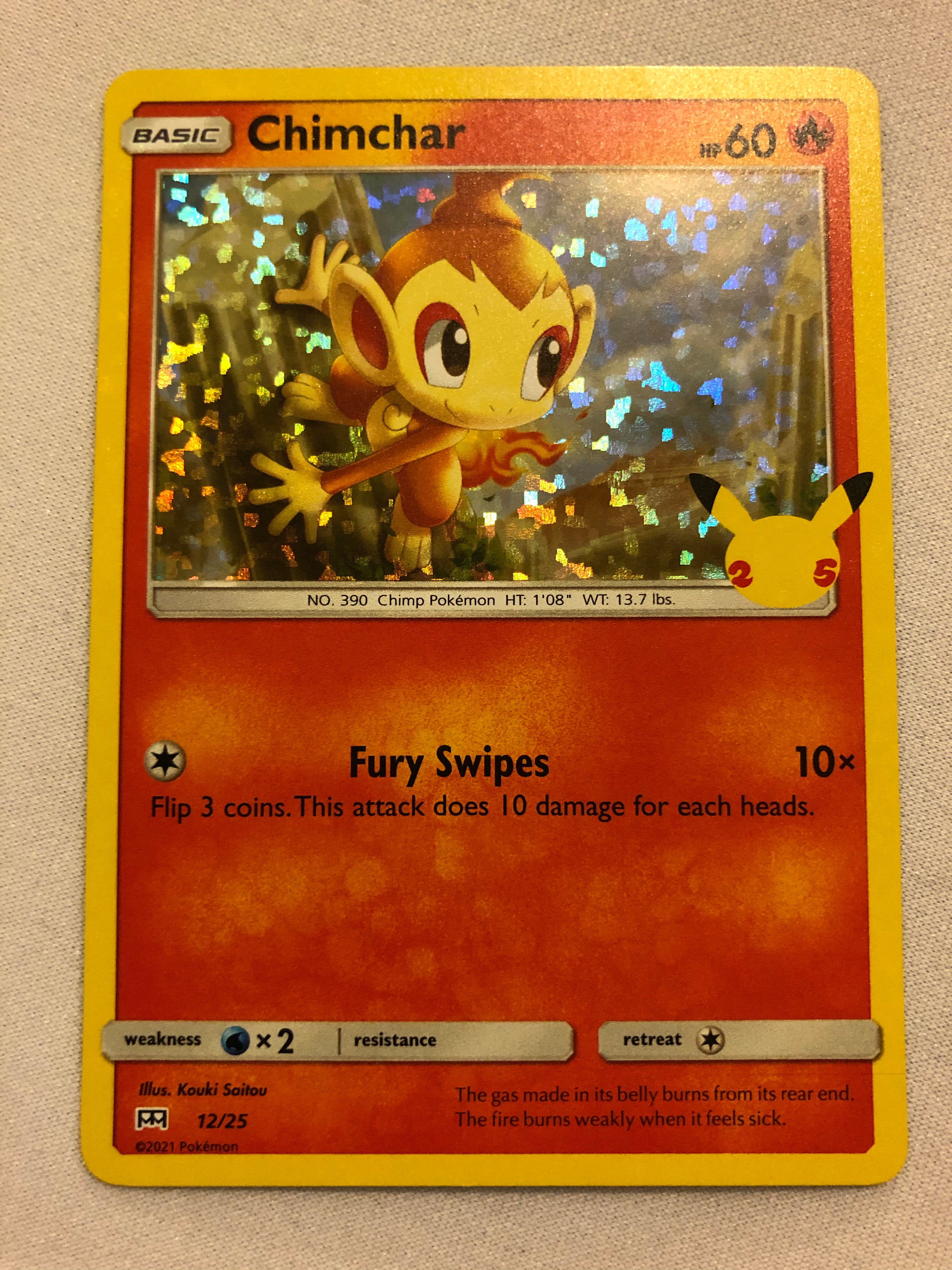 Chimchar 12/25 Mcdonald's Pokemon 25th Anniversary Holo Pokemon Card N