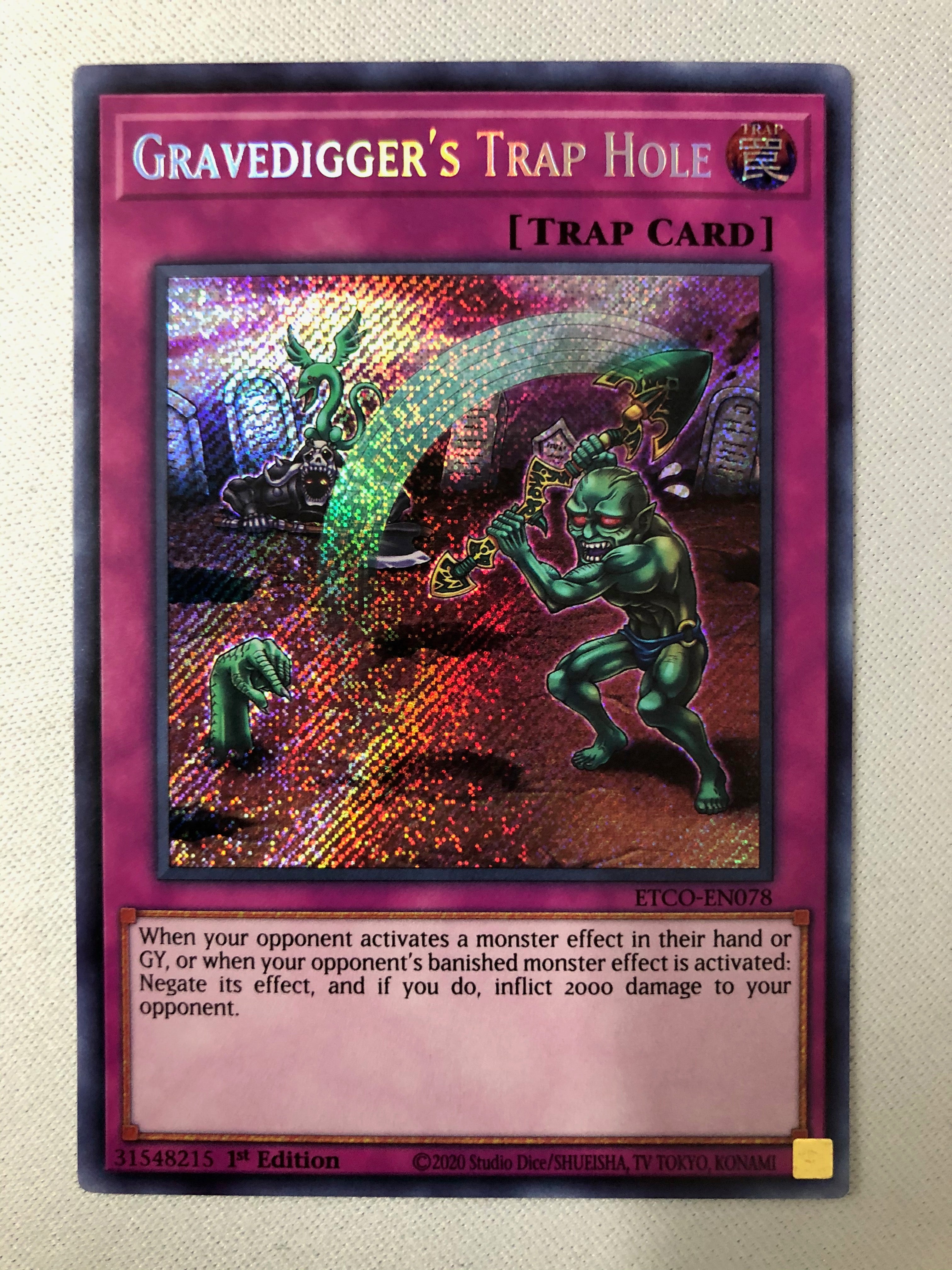 Yugioh Gravedigger's Trap Hole ETCO-EN078 1st Edition Secret Rare NM Yugioh Gravedigger's Trap Hole ETCO-EN078 1st Edition Secret Rare NM
