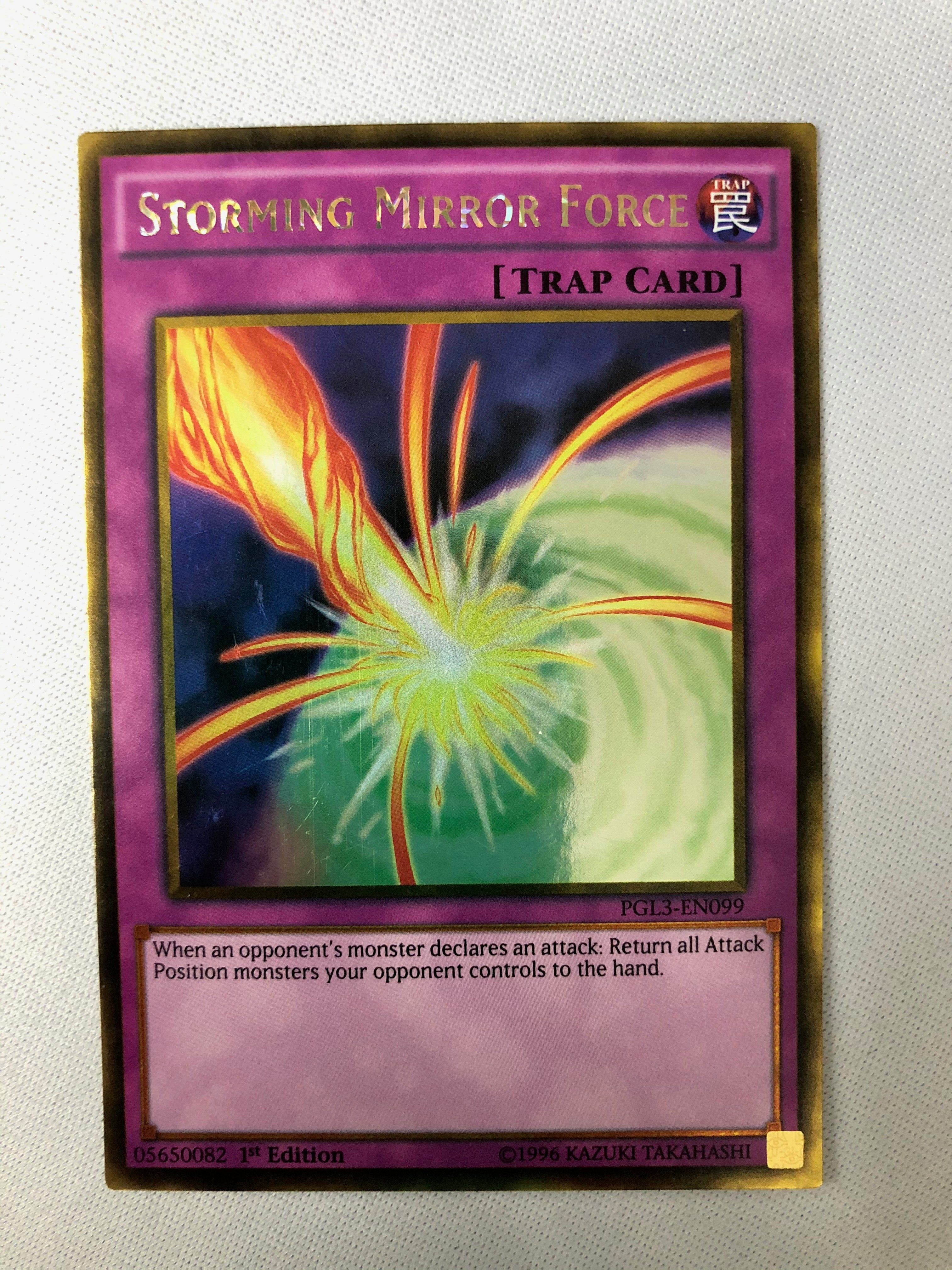 yugioh card mirror force Yugioh Storming Mirror Force PGL3-EN099 Gold Rare 1st Edition NM