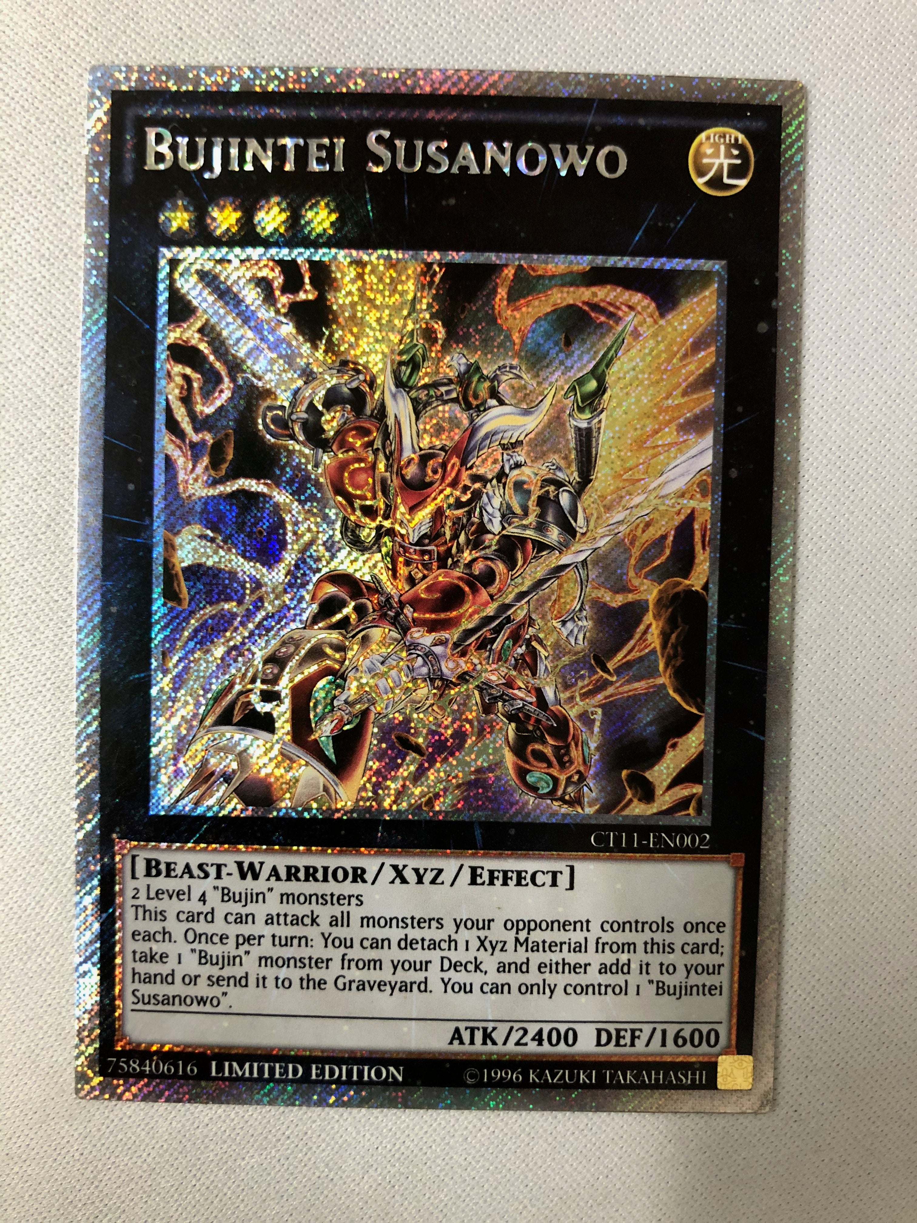 Yugioh Bujintei Susanowo CT11-EN002 Platinum Secret Rare Limited Editi Yugioh Bujintei Susanowo CT11-EN002 Platinum Secret Rare Limited Editi