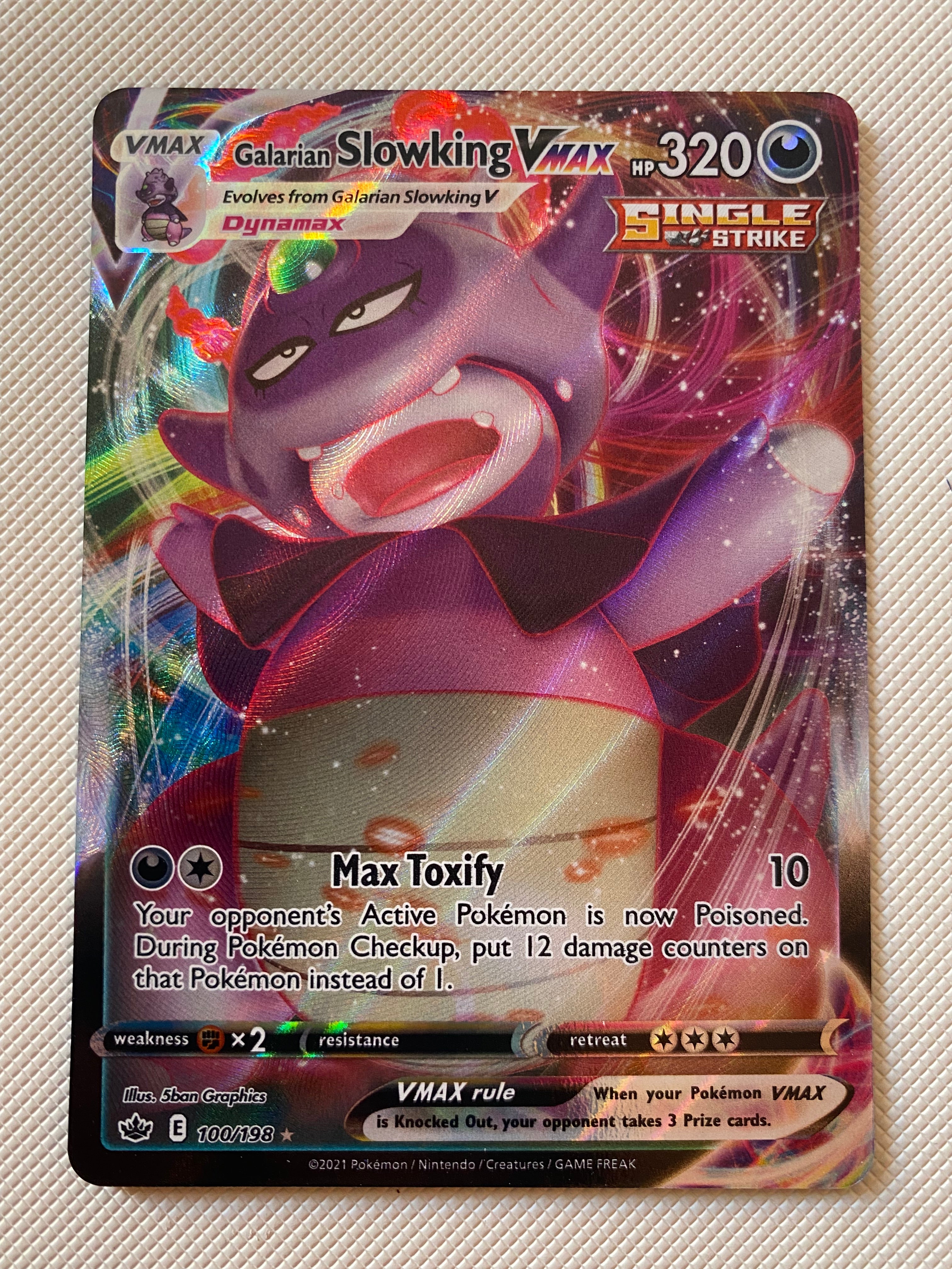 Galarian Slowking Vmax 100/198 Chilling Reign Pokemon Card Near Mint