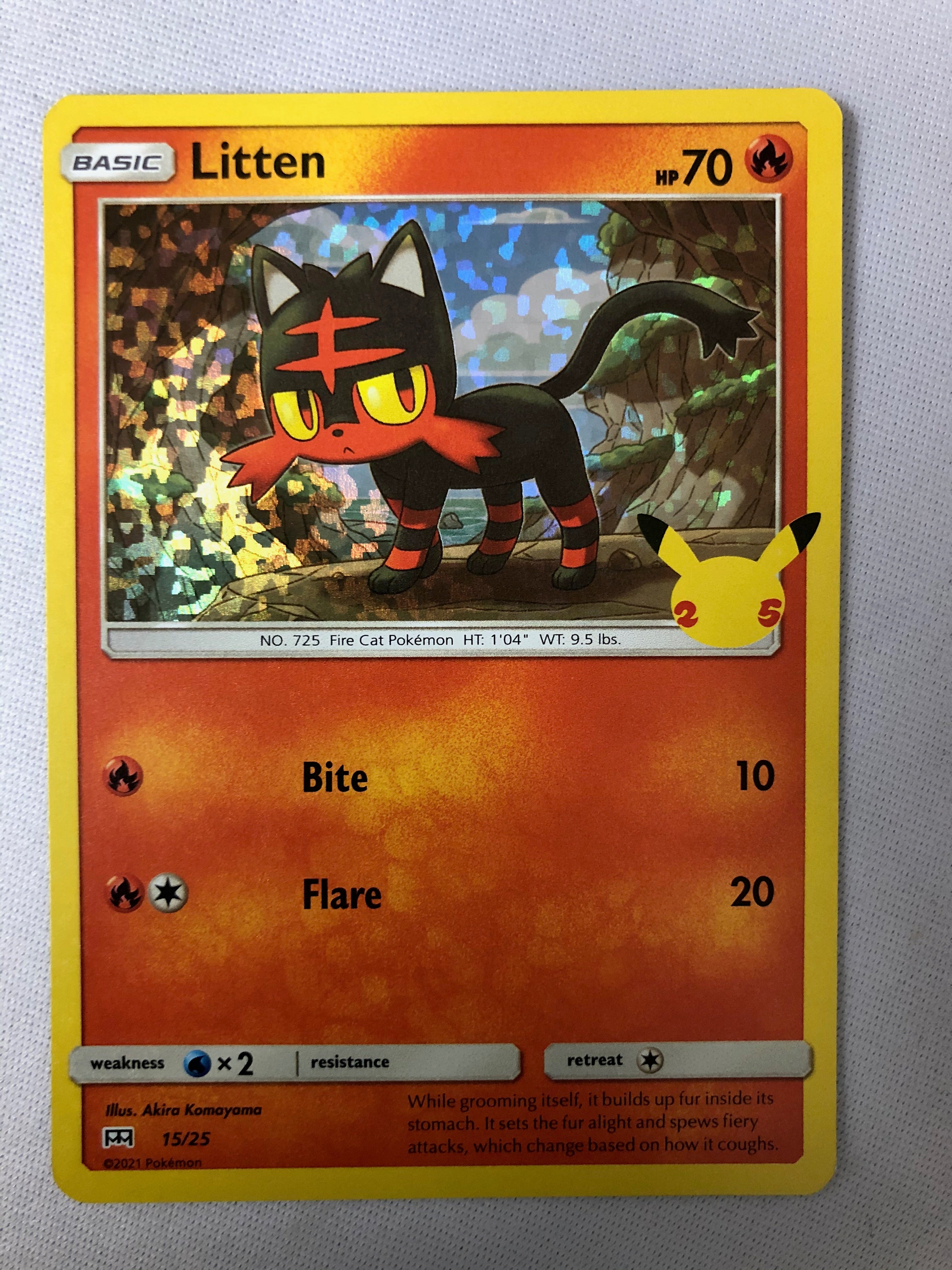 Litten 15/25 Holo Pokemon 25th Anniversary McDonald's Promo Card 2021
