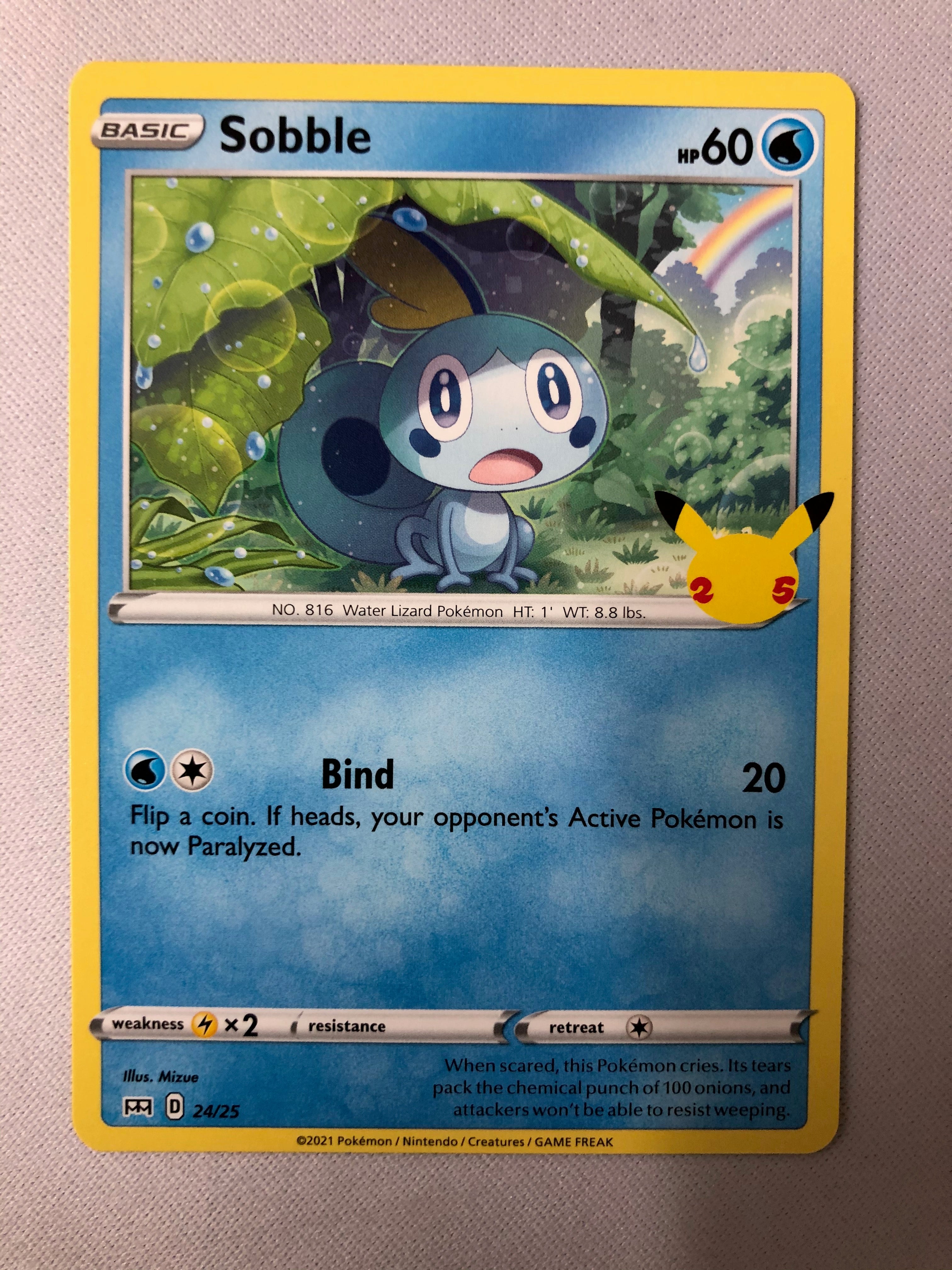 Sobble 24/25 Non-Holo McDonalds Pokemon 25th Anniversary Pokemon Card