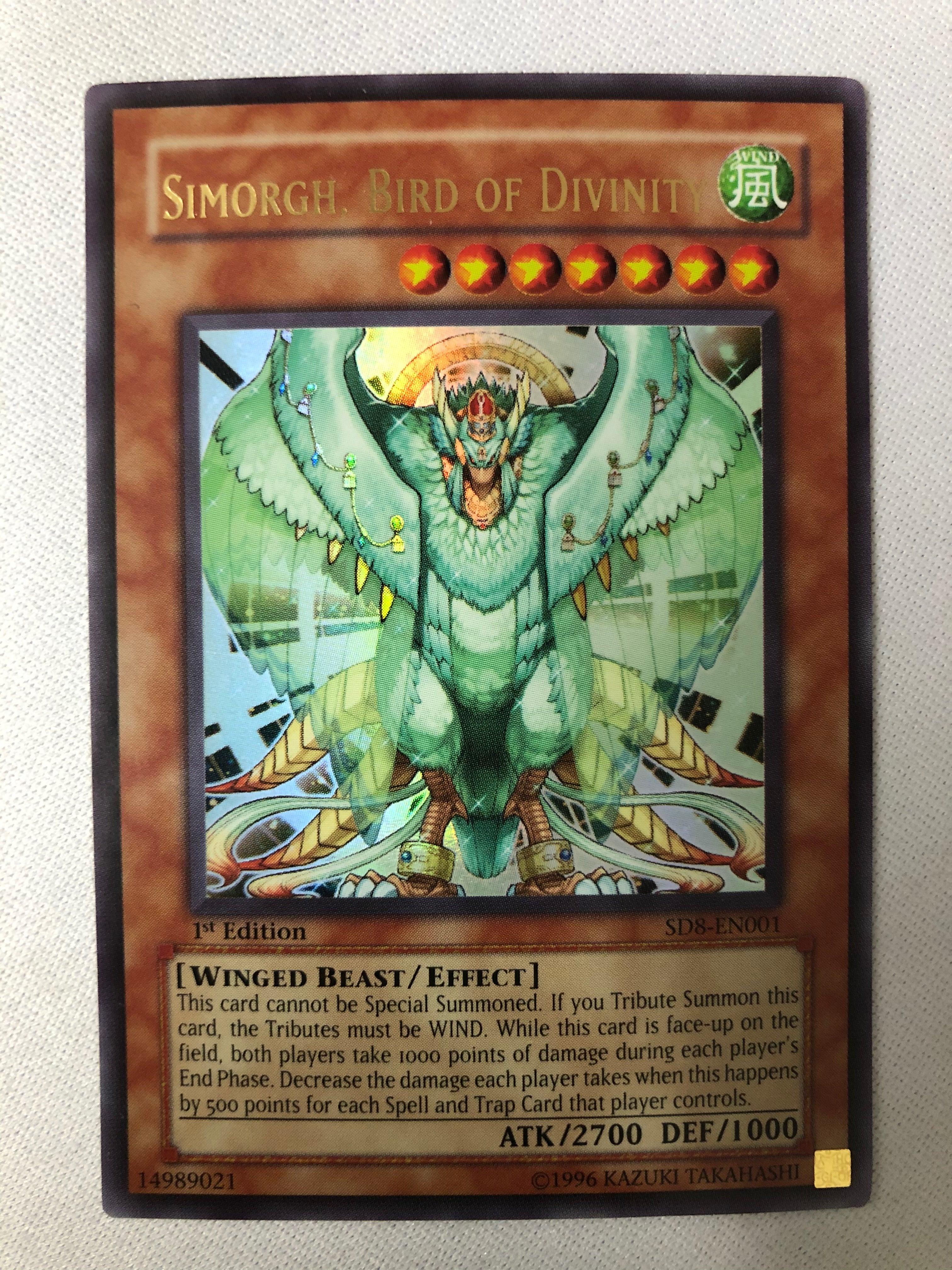 Yugioh Simorgh, Bird Of Divinity SD8-EN001 Ultra Rare 1st Edition NM Yugioh Simorgh, Bird Of Divinity SD8-EN001 Ultra Rare 1st Edition NM