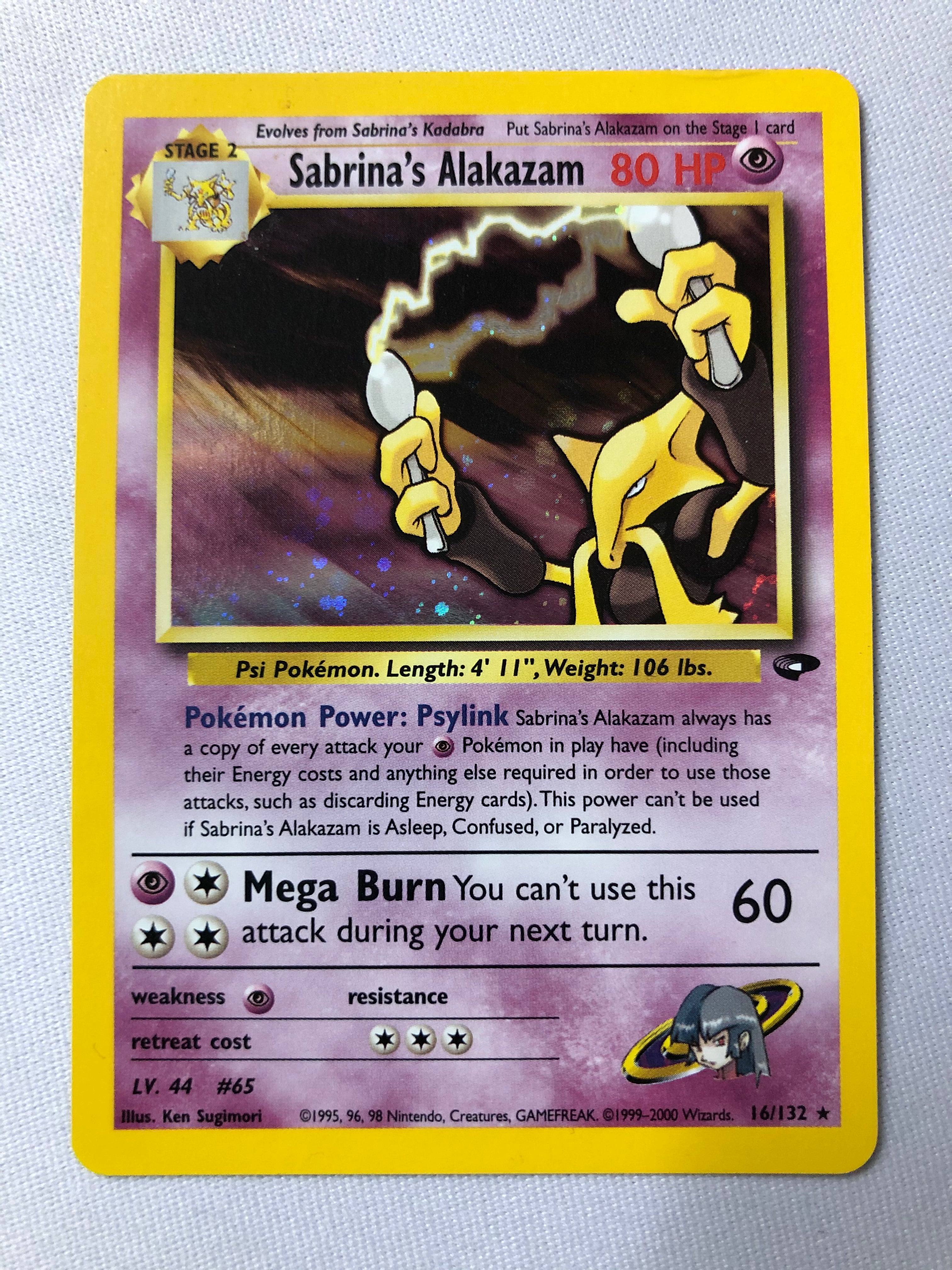 Sabrina's Alakazam 16/132 Holo Rare Gym Challenge Pokemon Card Near Mi