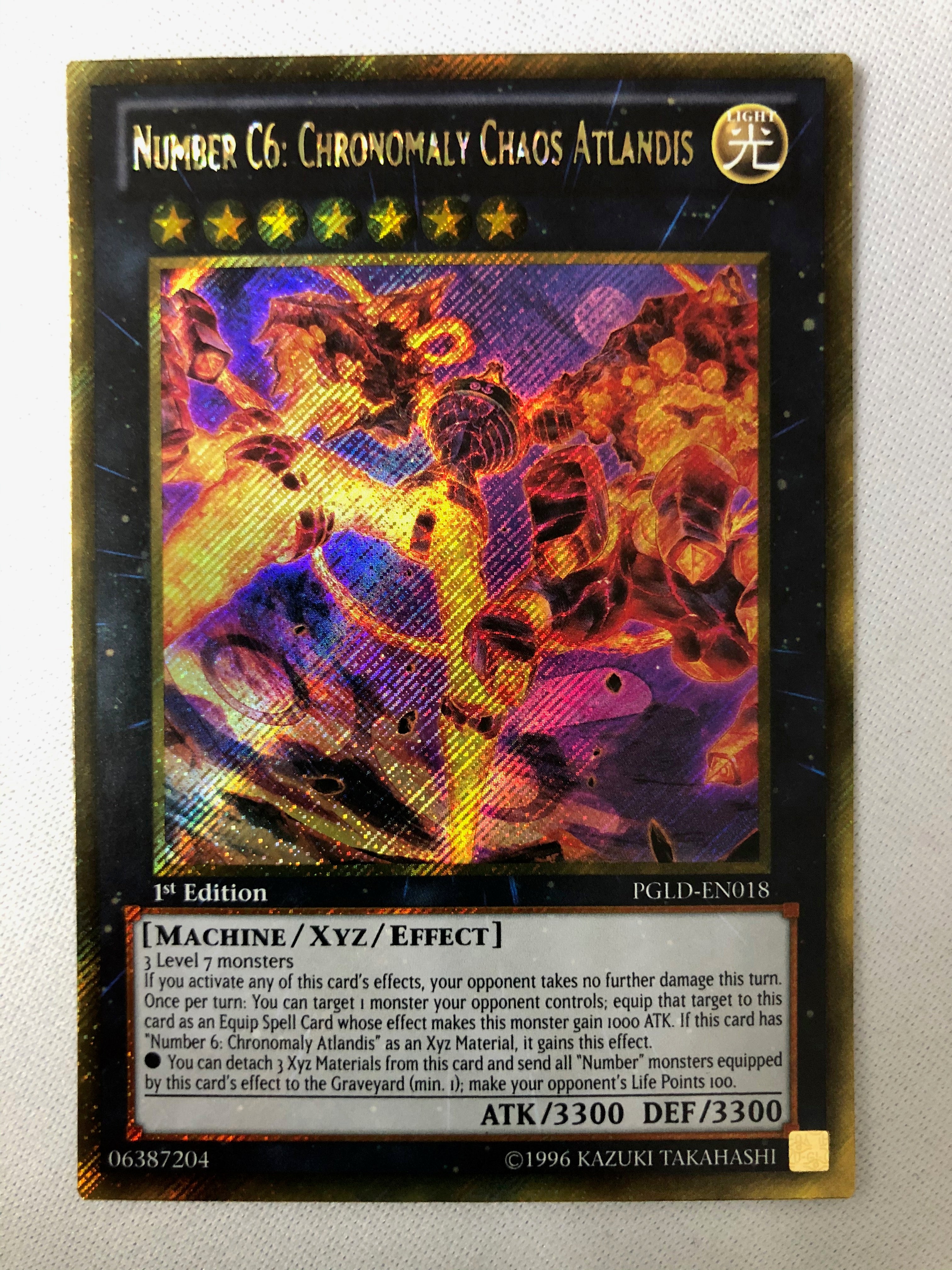 Yugioh Number C6: Chronomaly Chaos Atlandis PGLD-EN018 Gold Secret Rar
