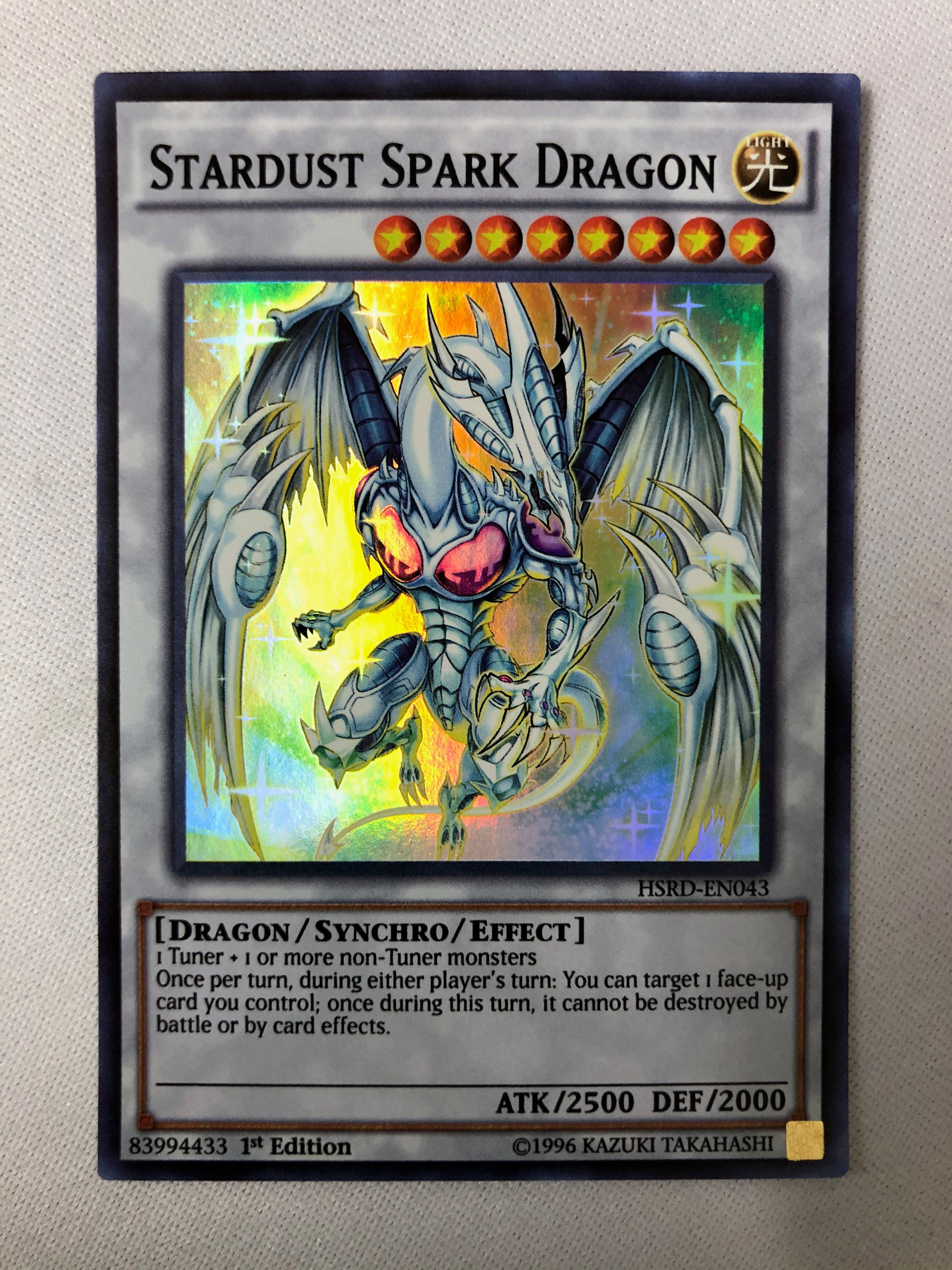 Yugioh Stardust Spark Dragon HSRD-EN043 Super Rare 1st Edition Near Mi