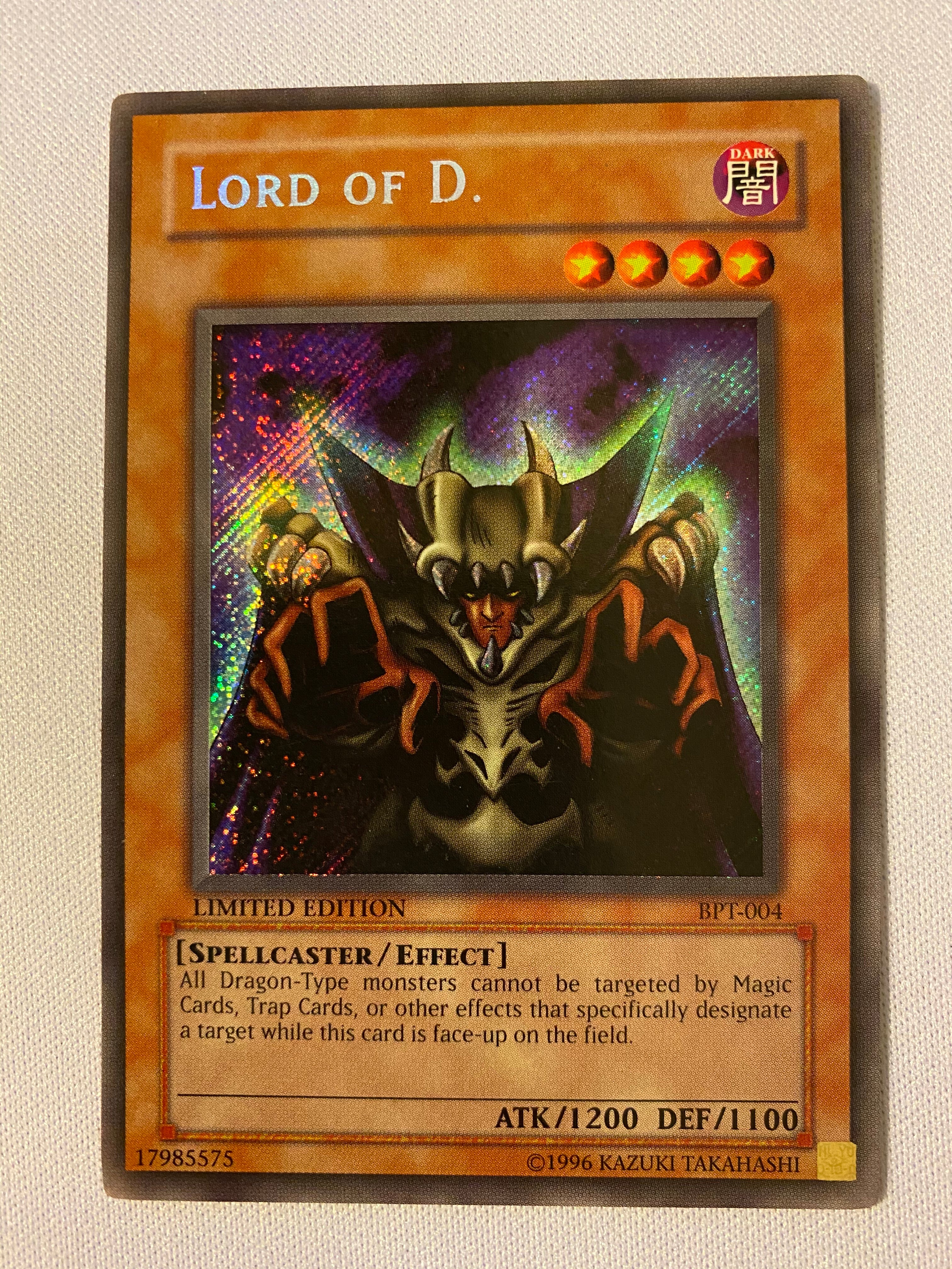 Yugioh Lord of D. Holo Foil BPT-004 Limited Edition Secret Rare Near M Yugioh Lord of D. Holo Foil BPT-004 Limited Edition Secret Rare Near M