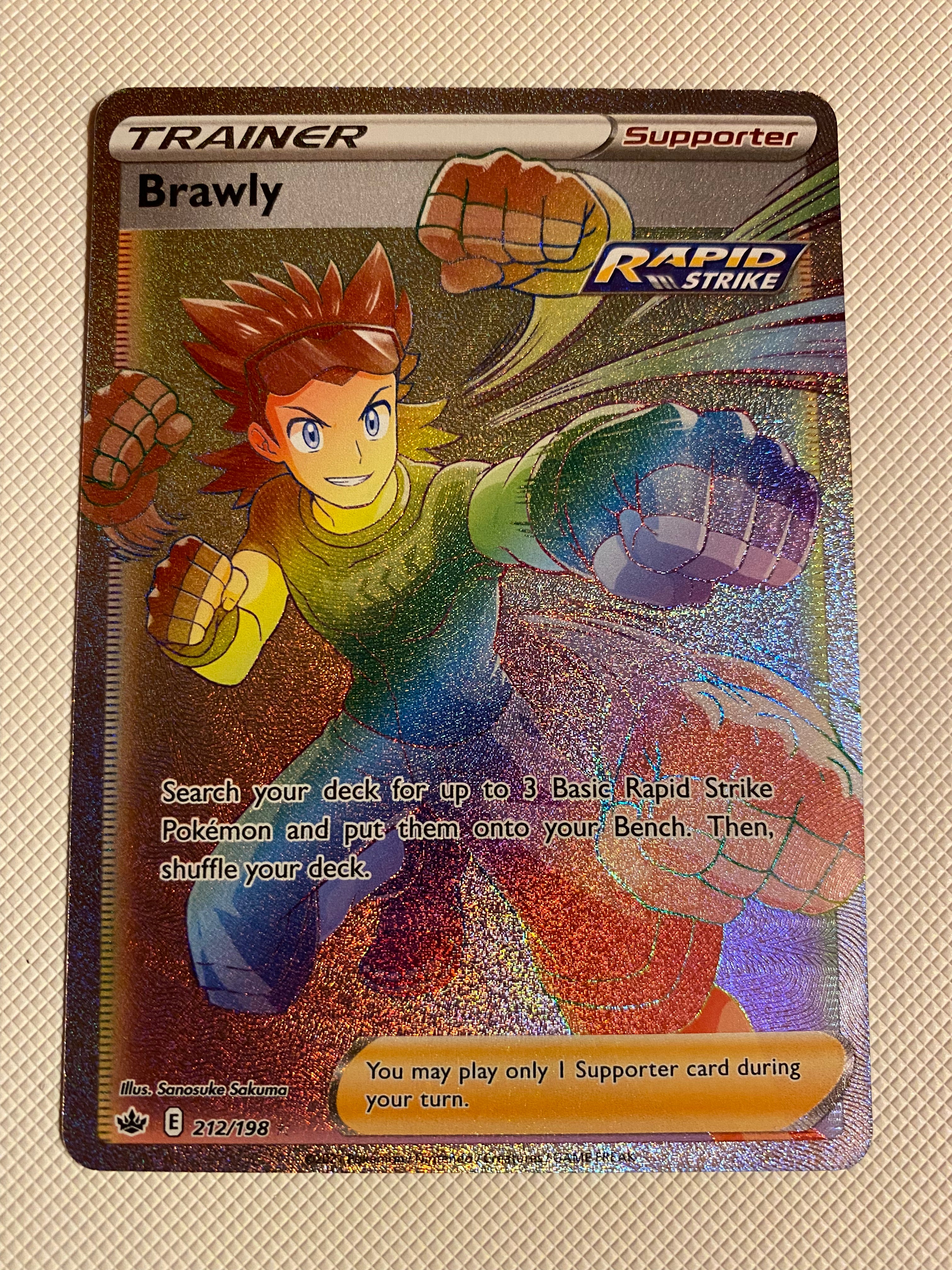 Brawly 212/198 Chilling Reign Full Art Secret Rainbow Rare Pokemon Car Brawly 212/198 Chilling Reign Full Art Secret Rainbow Rare Pokemon Car