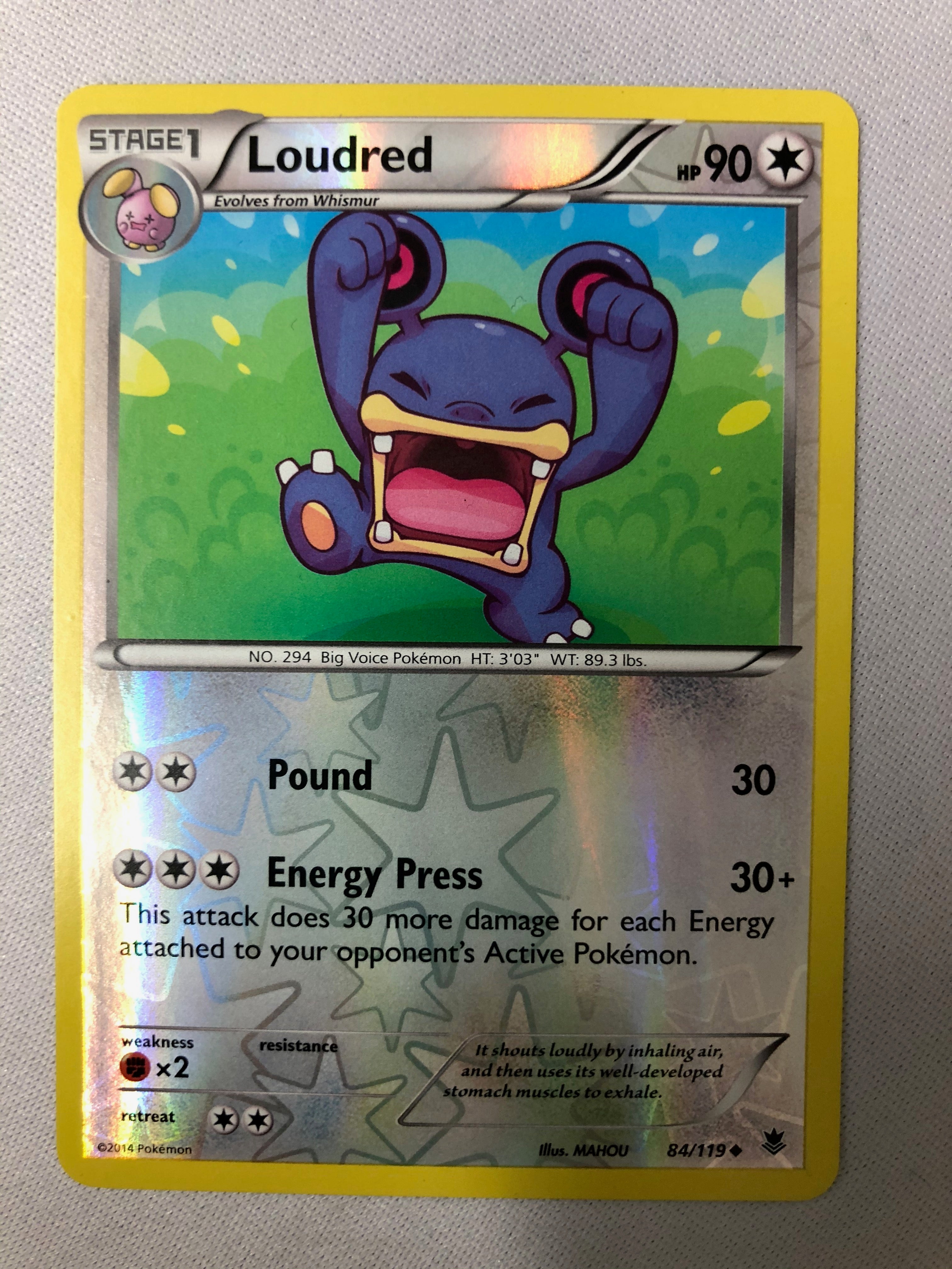 pokemon loudred card Loudred 84/119 Phantom Forces Reverse Holo Uncommon Pokemon Card NM