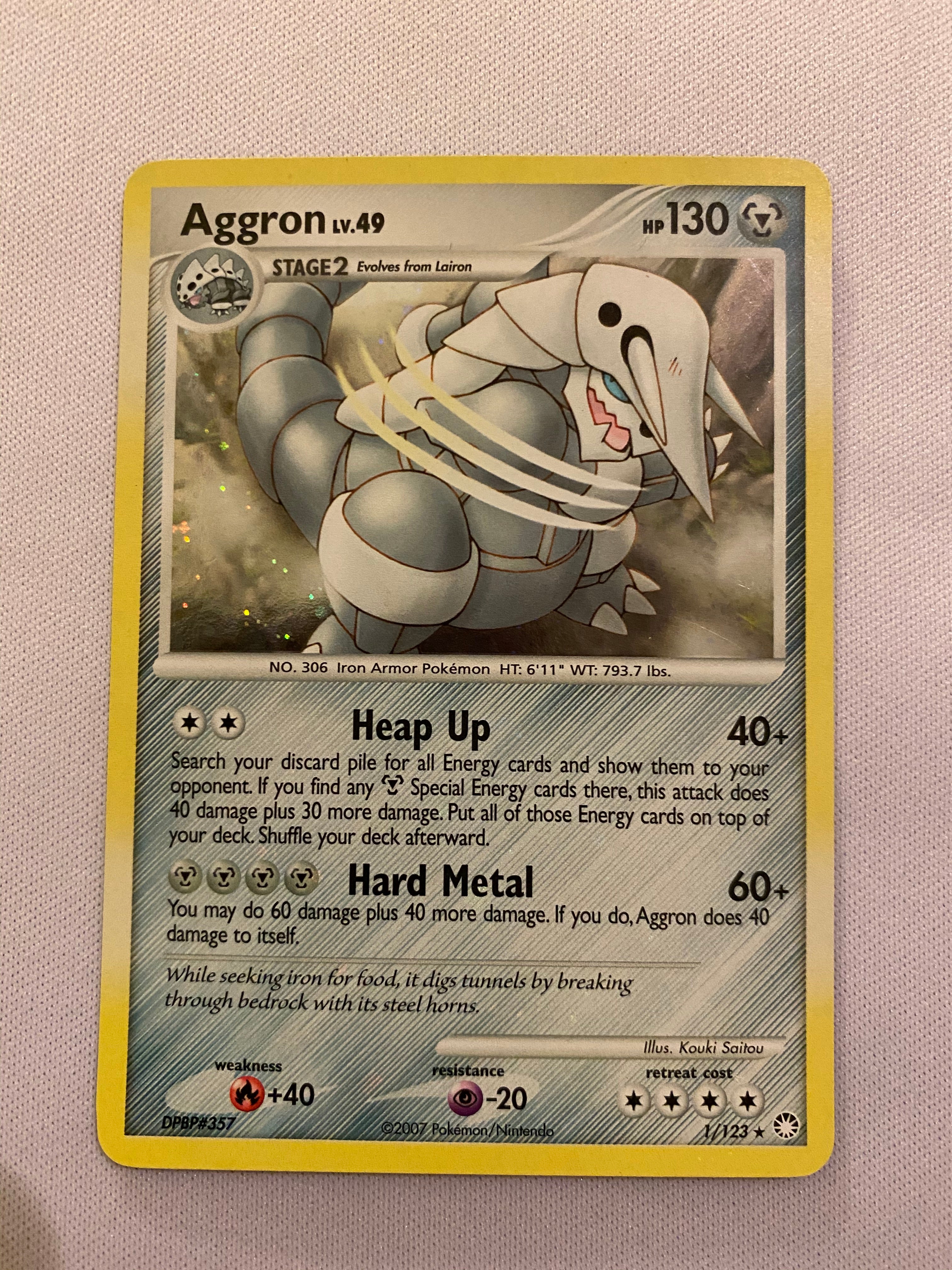 Pokemon Aggron 1/123 Rare Holo Pokemon Card Near Mint Pokemon Aggron 1/123 Rare Holo Pokemon Card Near Mint