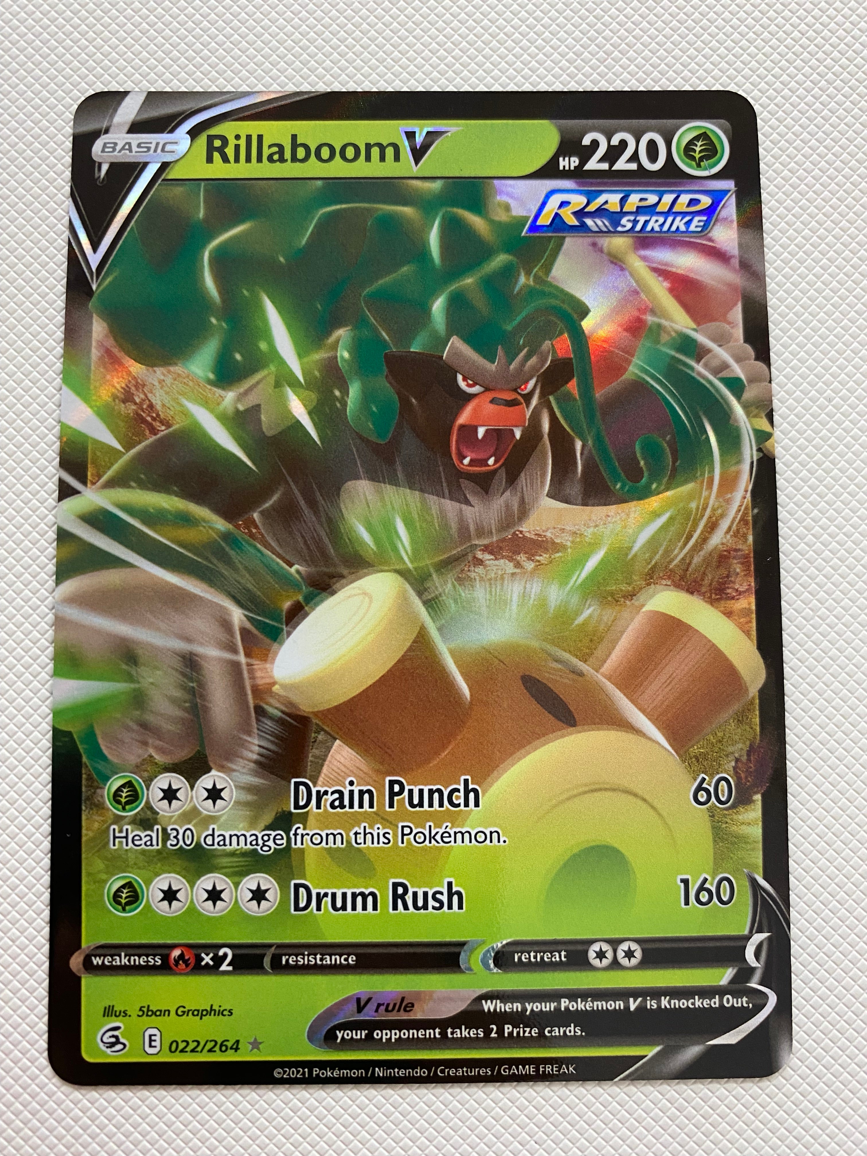 Rillaboom V 022/264 Pokemon Sword & Shield Fusion Strike Ultra Rare NM Rillaboom V 022/264 Pokemon Sword & Shield Fusion Strike Ultra Rare NM