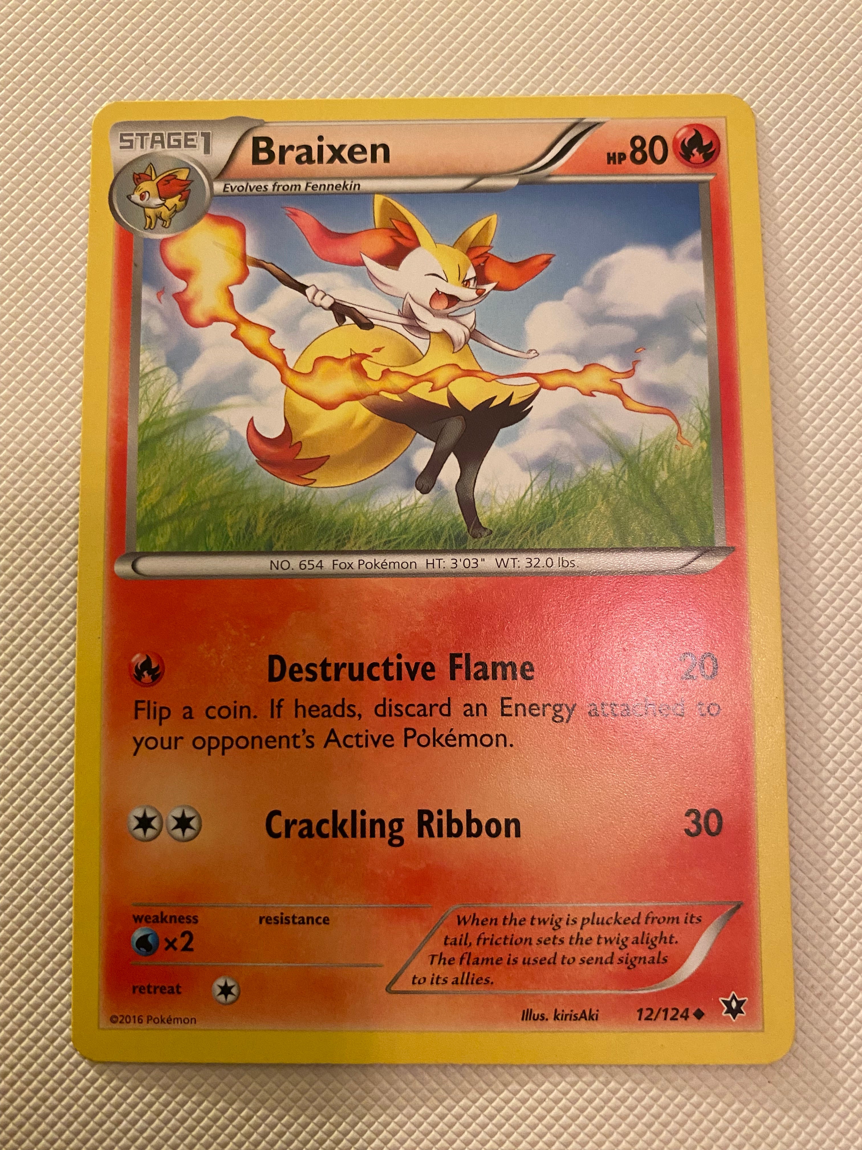 Braixen 12/124 Uncommon Pokemon Card NM Braixen 12/124 Uncommon Pokemon Card NM