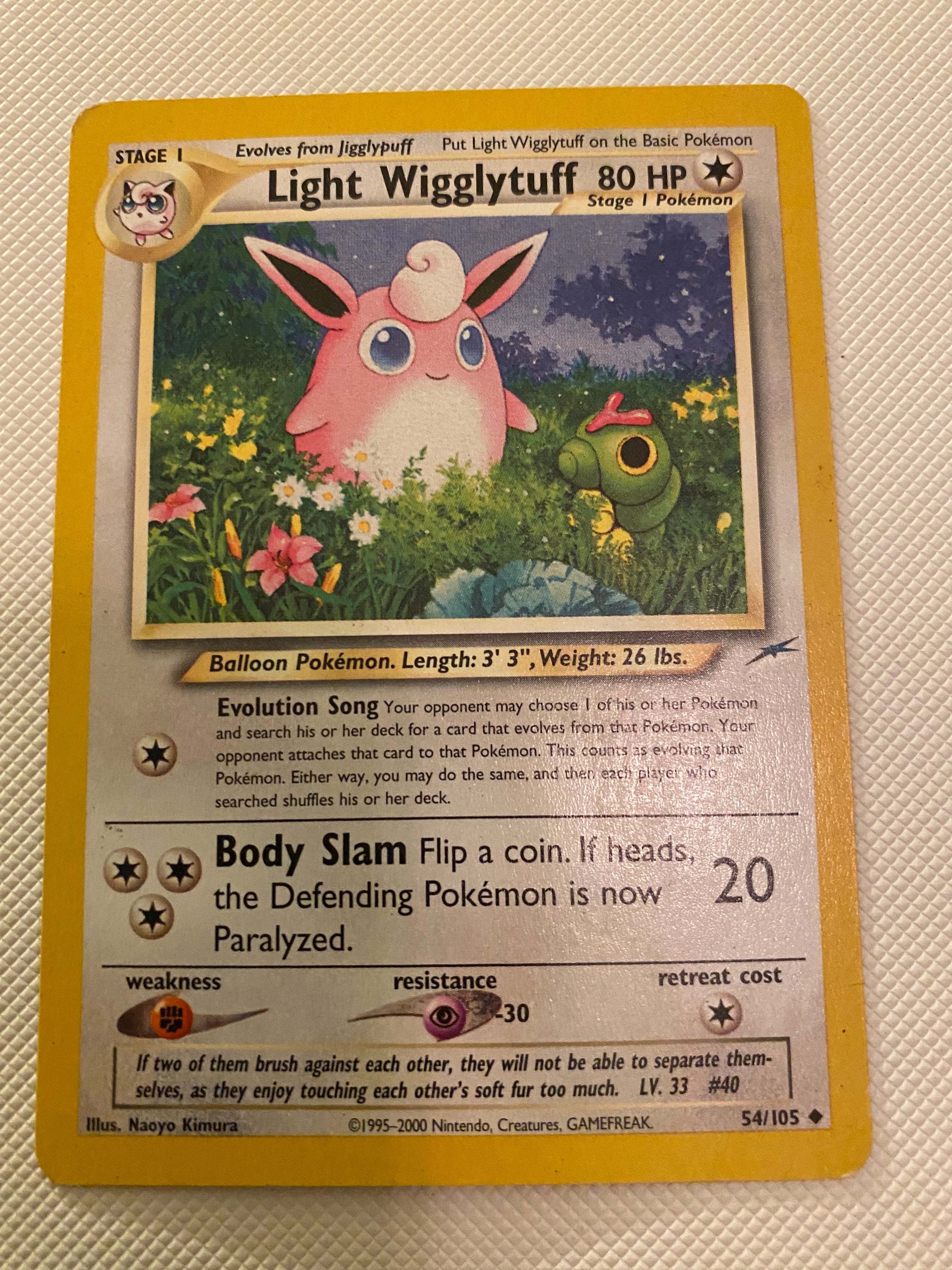 Light Wigglytuff 54/105 Neo Destiny Pokemon Card Near Mint Light Wigglytuff 54/105 Neo Destiny Pokemon Card Near Mint