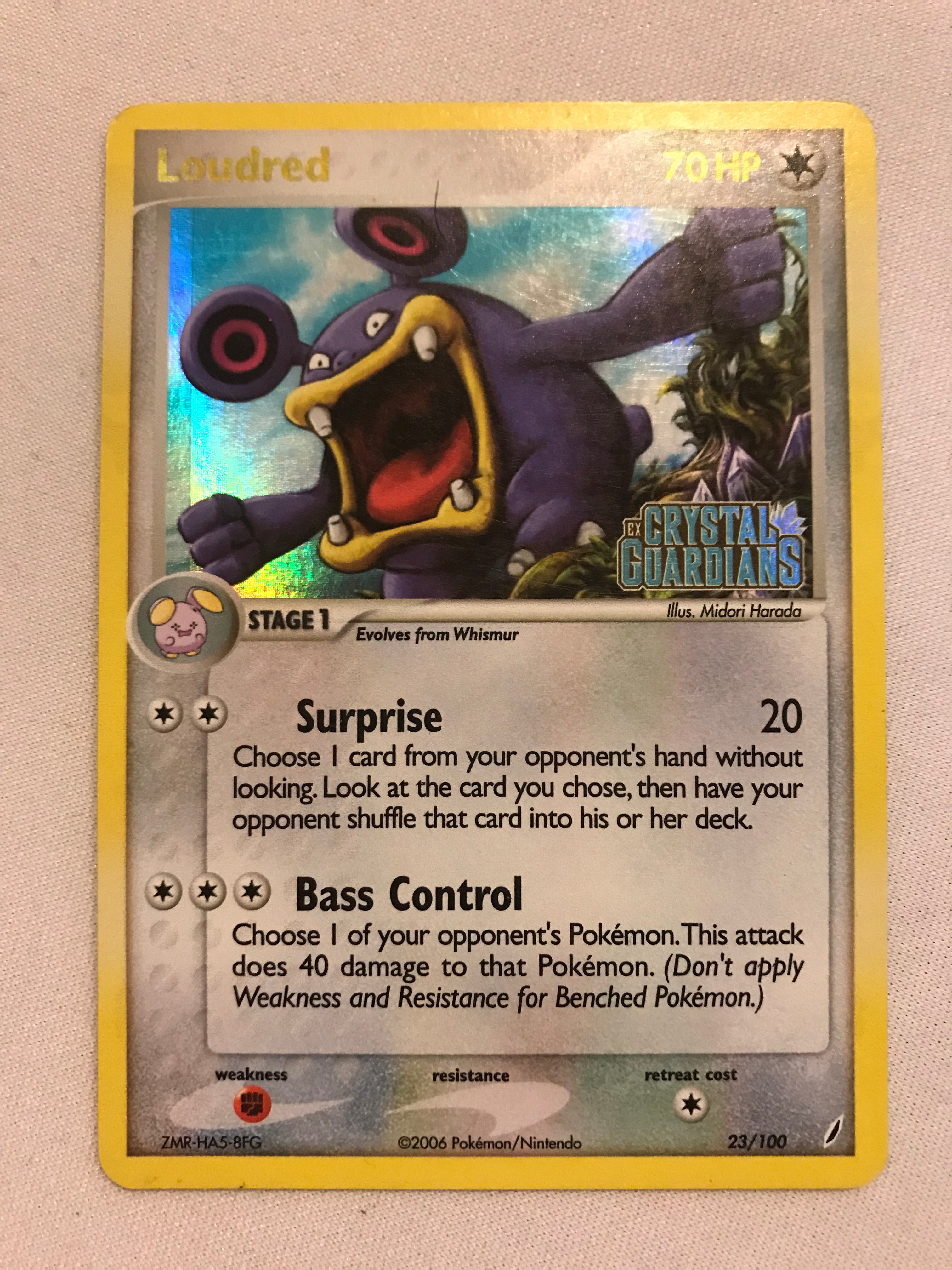 loudred pokemon card variation to centering Loudred 23/100 Holo Rare Crystal