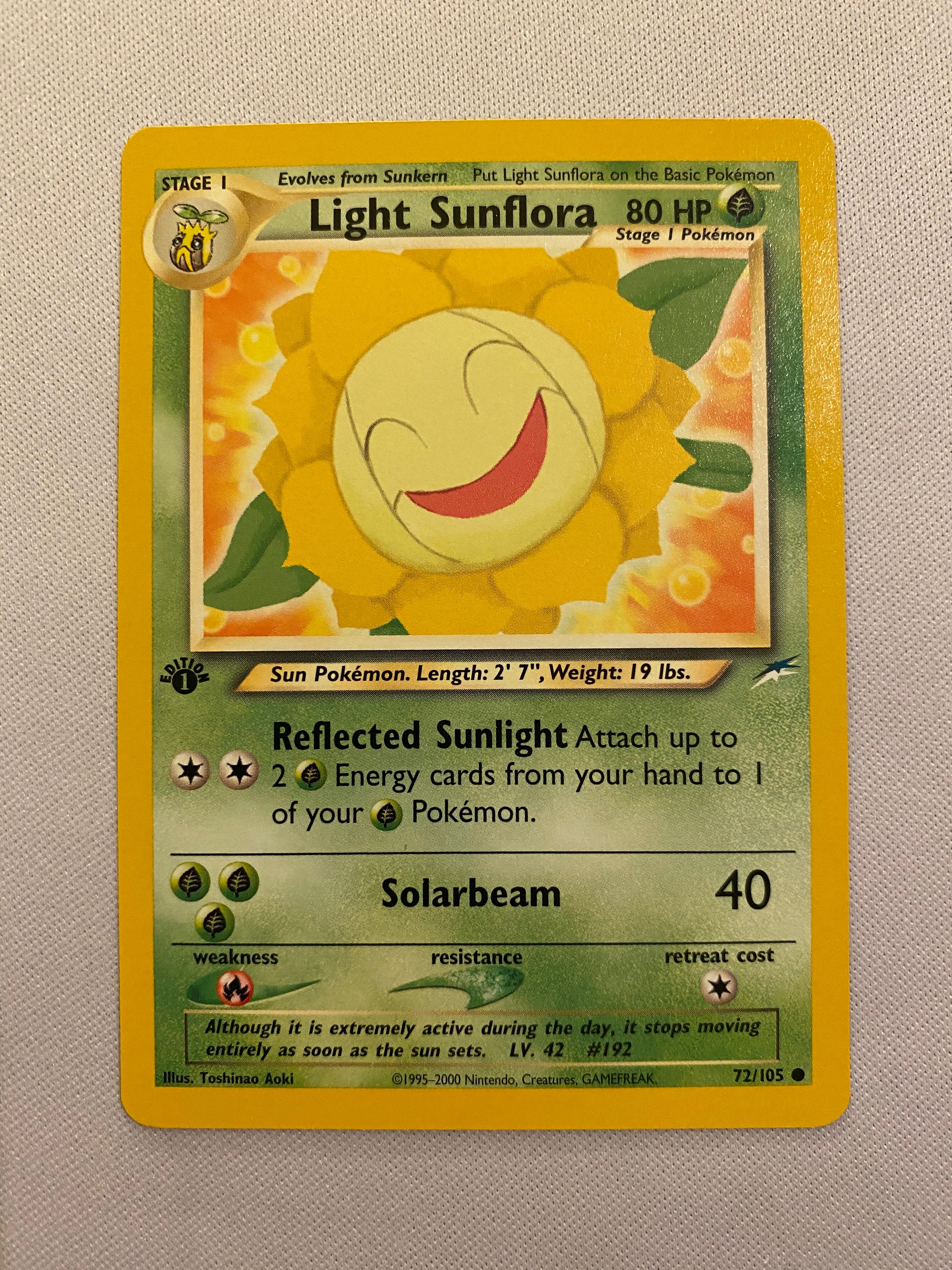 Light Sunflora 72/105 Neo Destiny 1st Edition Pokemon Card Near Mint Light Sunflora 72/105 Neo Destiny 1st Edition Pokemon Card Near Mint