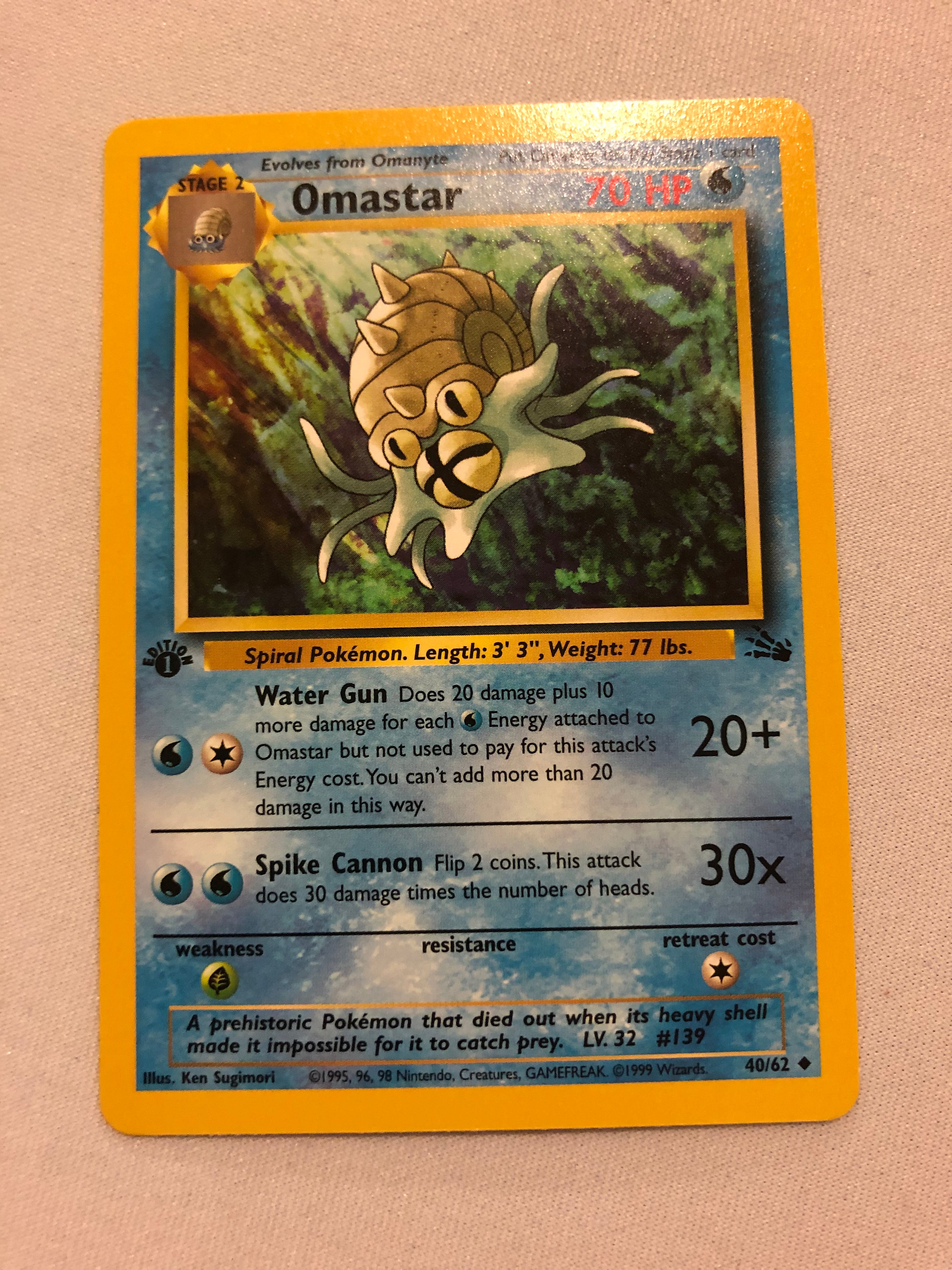 1995 omastar pokemon card value Omastar 40/62 Uncommon 1st Edition Pokemon Card Near Mint