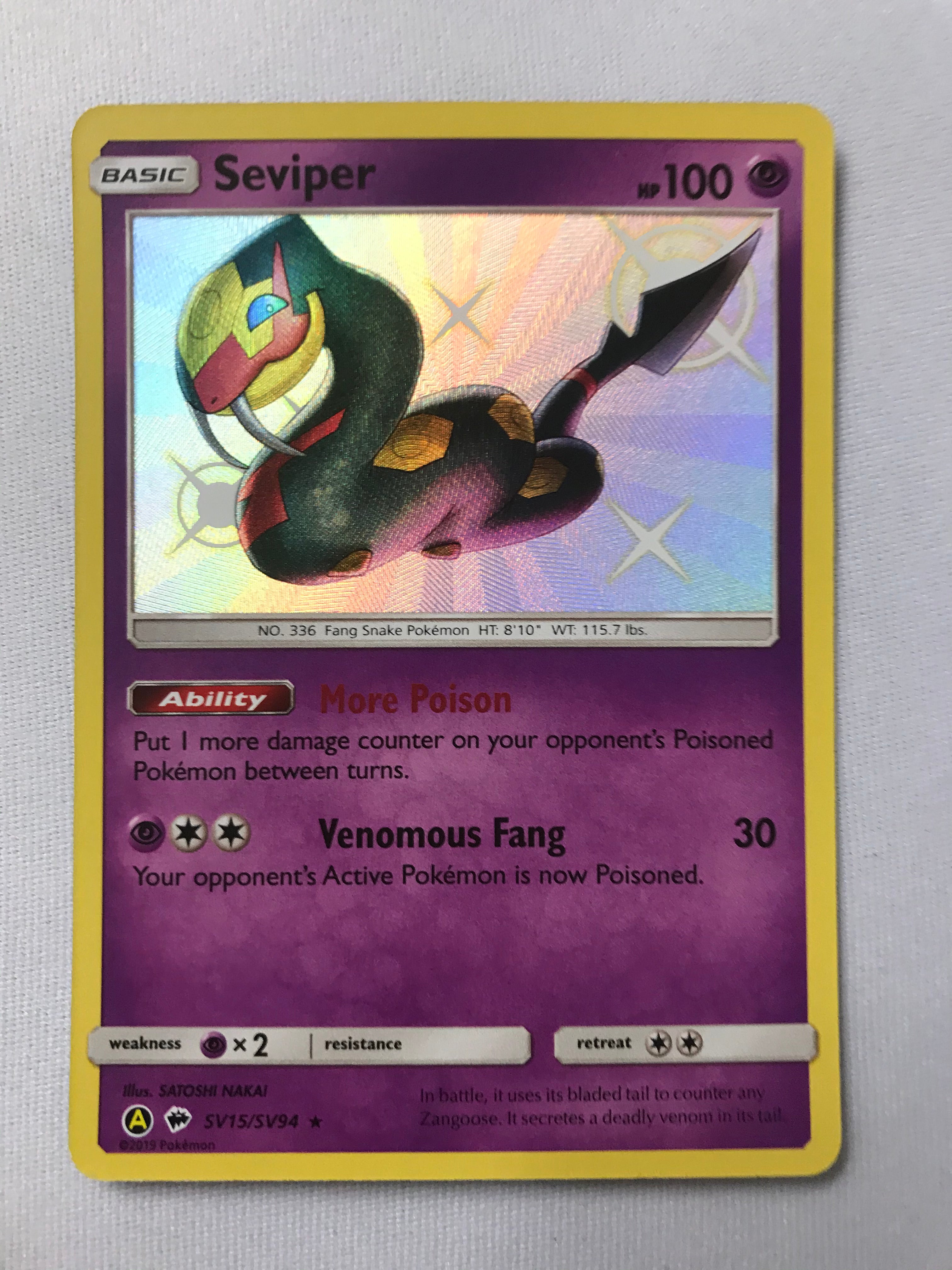 Seviper SV15/SV94 Shiny Holo Rare Hidden Fates Pokemon Card Near Mint Seviper SV15/SV94 Shiny Holo Rare Hidden Fates Pokemon Card Near Mint
