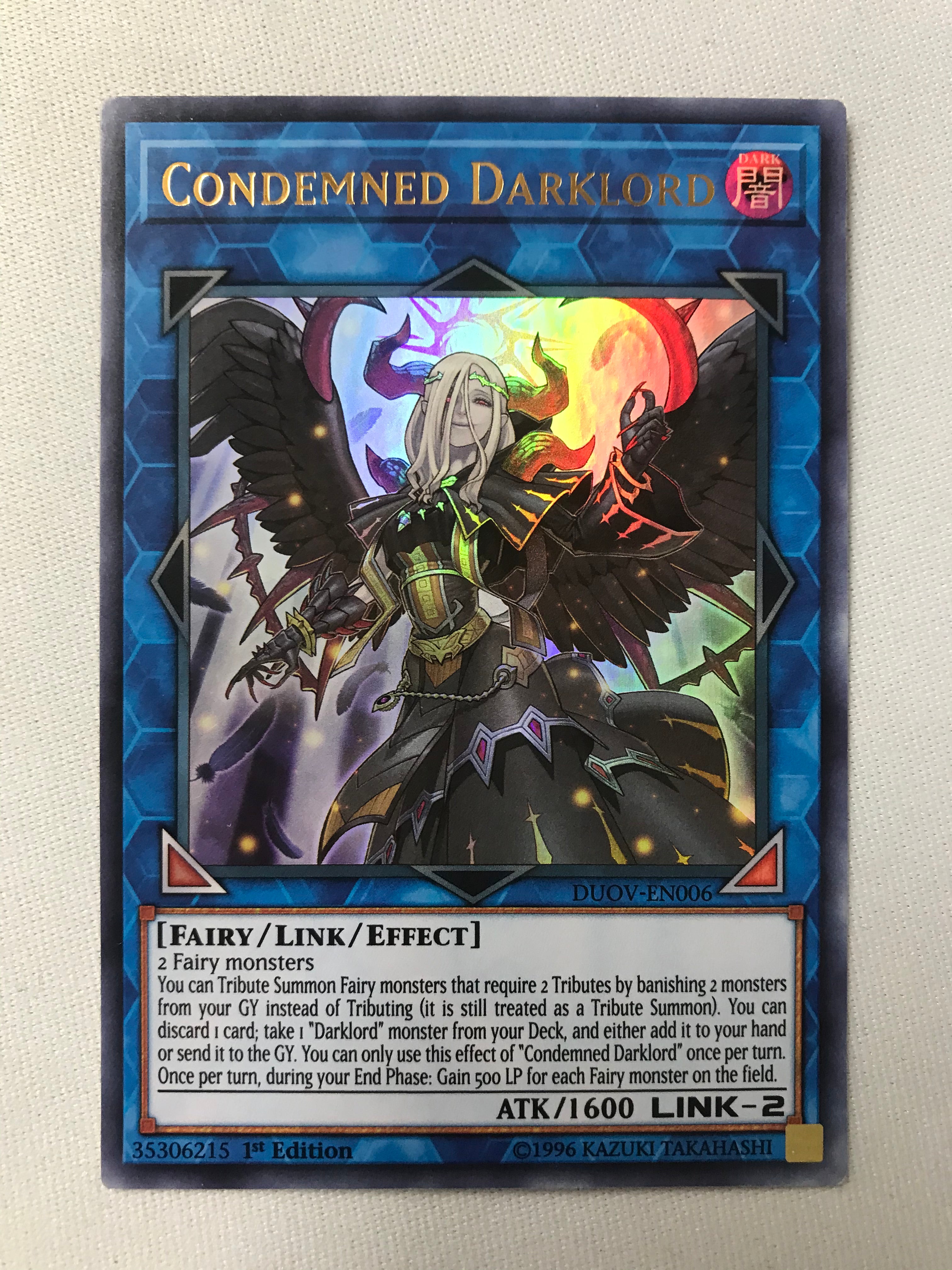 Yugioh Condemned Darklord DUOV-EN006 Ultra Rare 1st Edition Near Mint Yugioh Condemned Darklord DUOV-EN006 Ultra Rare 1st Edition Near Mint