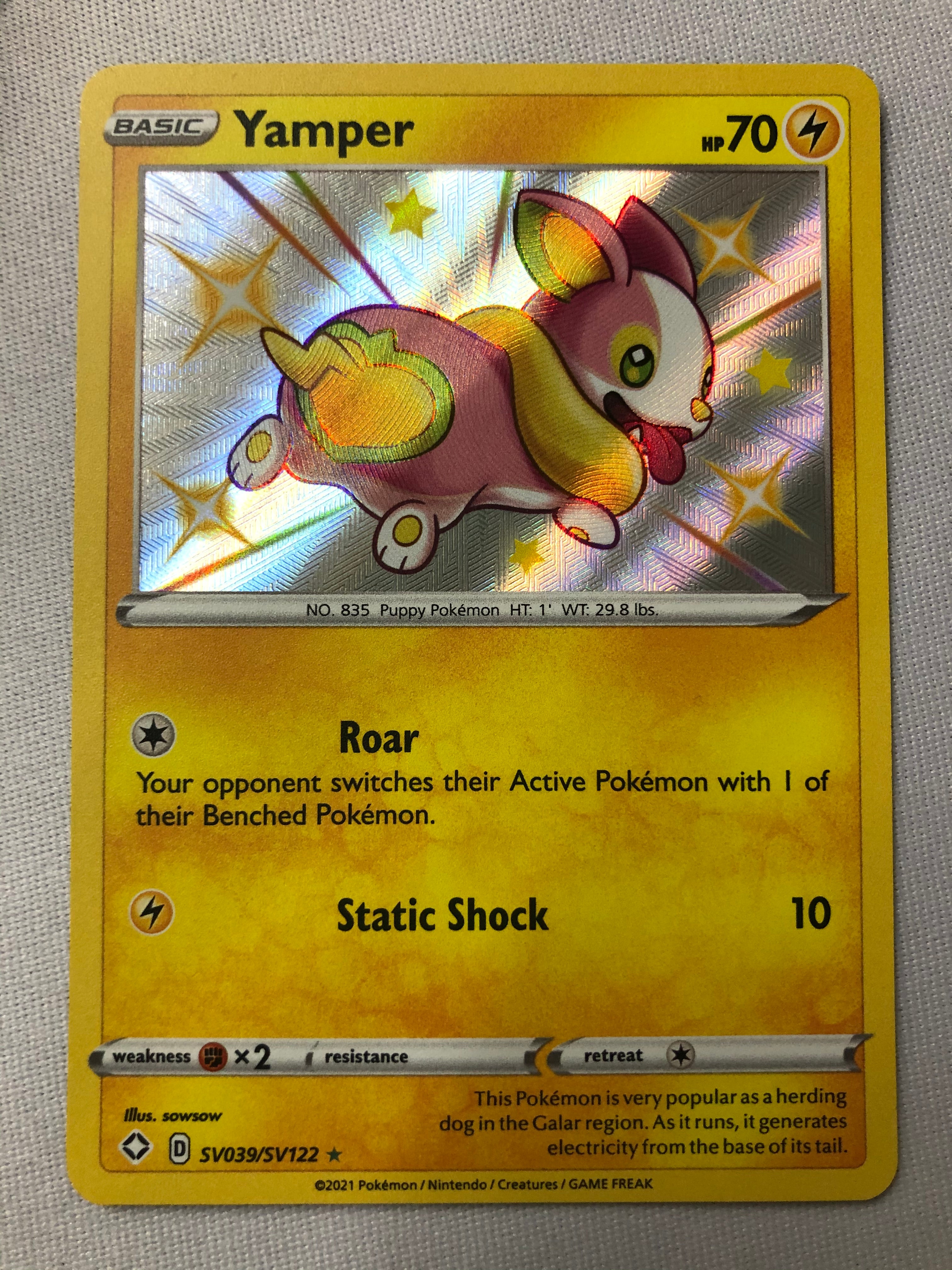 yamper pokemon card Yamper SV039/SV122 Shiny Shining Fates Shiny Vault Pokemon Card Near M